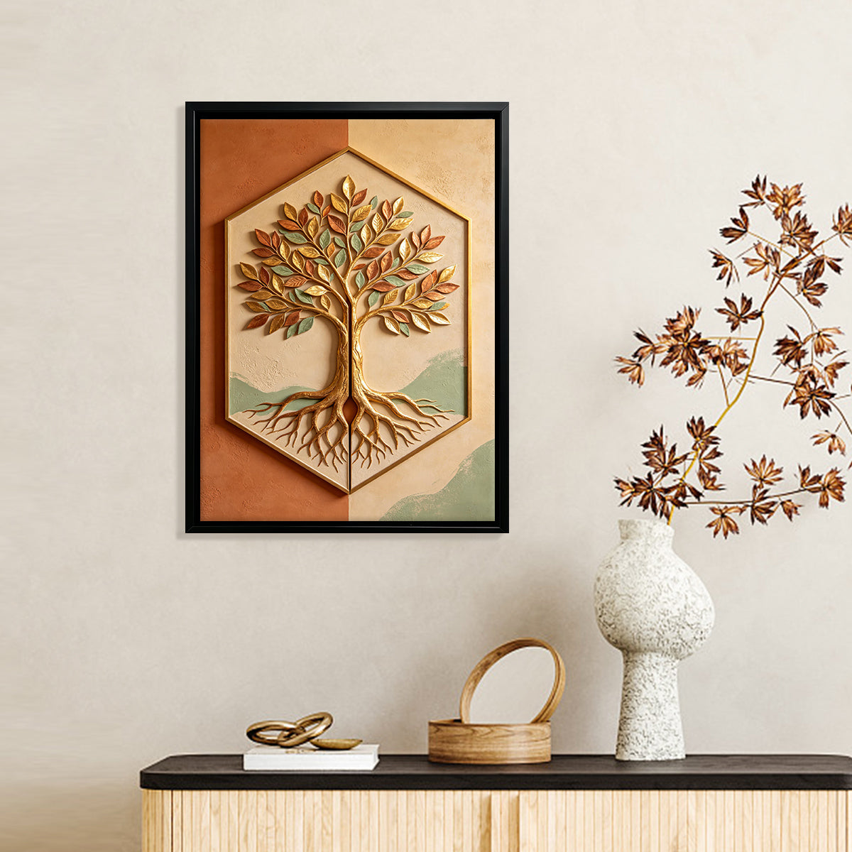 Framed Tree of Life Wall Art, 3D Relief Design, Perfect for Home Decor in Any Room