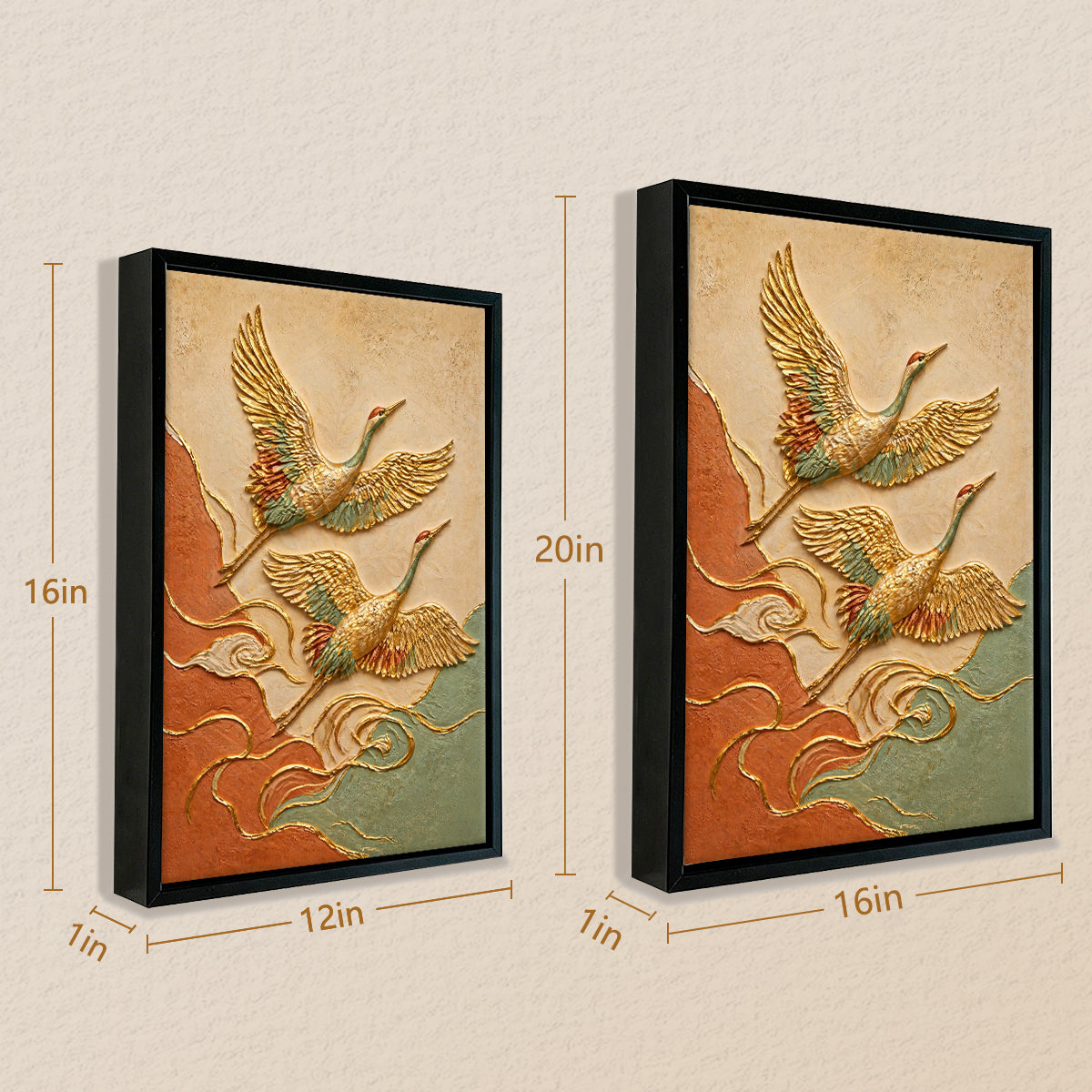 Elegant Flying Cranes Wall Art, 3D Relief Painting, Perfect for Home Decor in Any Room