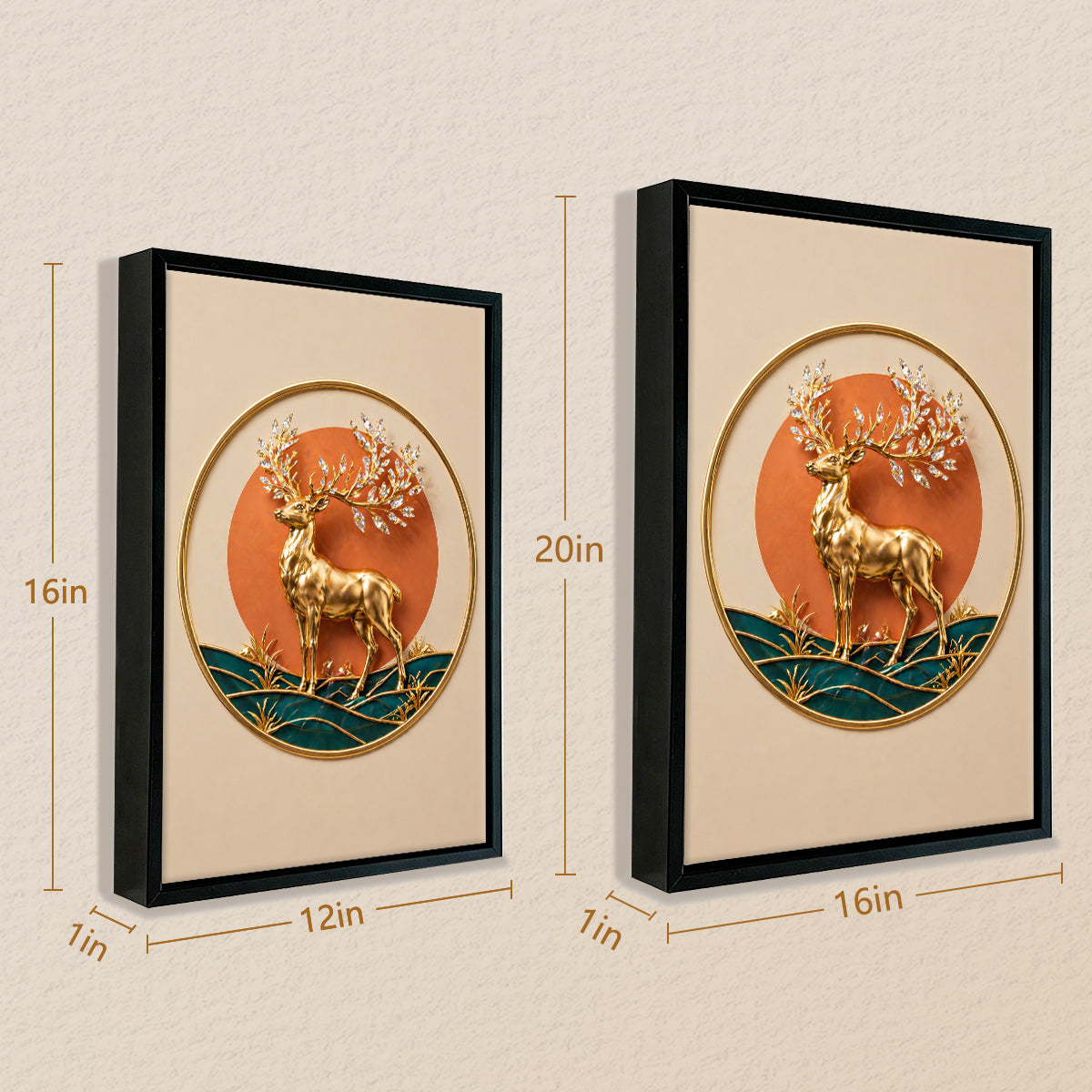 Elegant Golden Deer Wall Art, Modern Nordic Style, 3D Relief Design, Perfect Home Decor for Living Room or Bedroom
