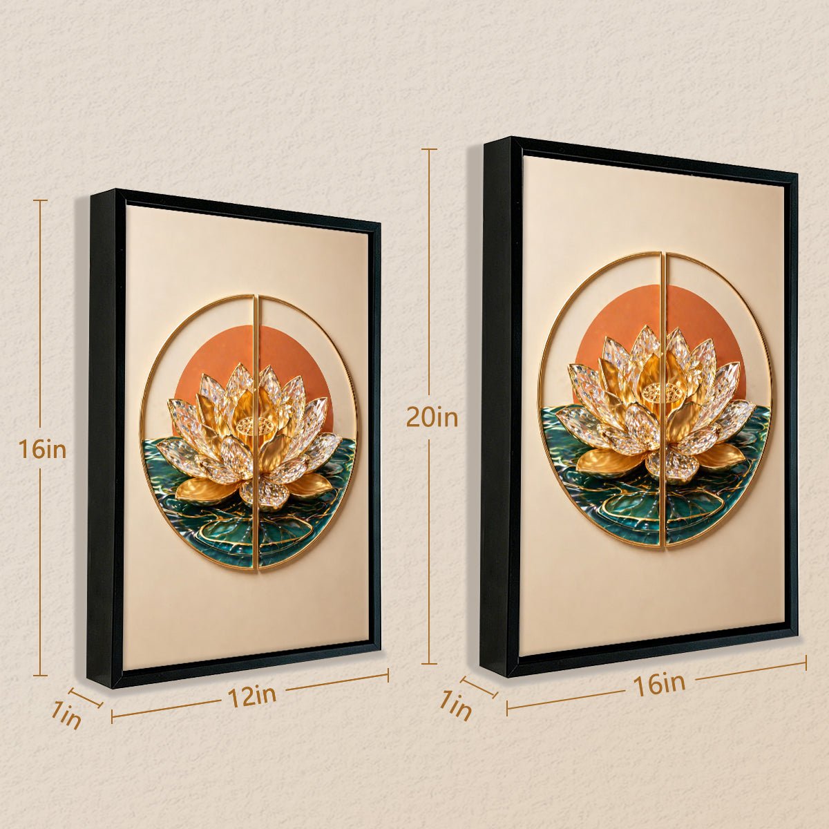 Elegant Lotus Flower Wall Art, Modern Decor with Crystal Accents, Perfect for Home or Office in California