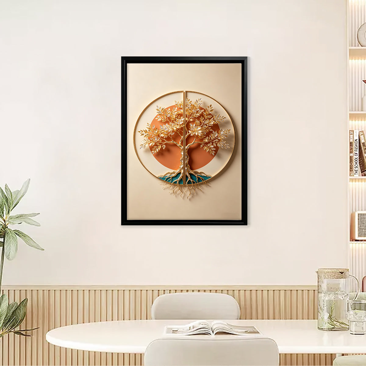 Elegant Tree of Life Wall Art Sculpture, Modern Decor with Gold Accents, Perfect for Home or Office