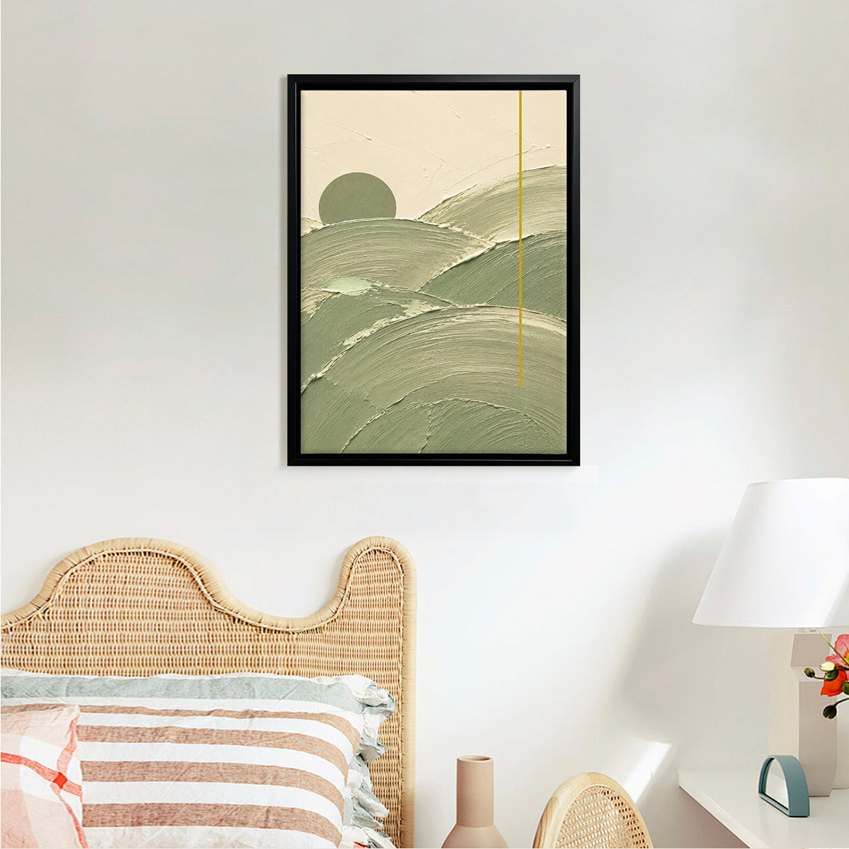 Abstract Landscape Wall Art Print in Black Frame, Modern Minimalist Design for Home Decor