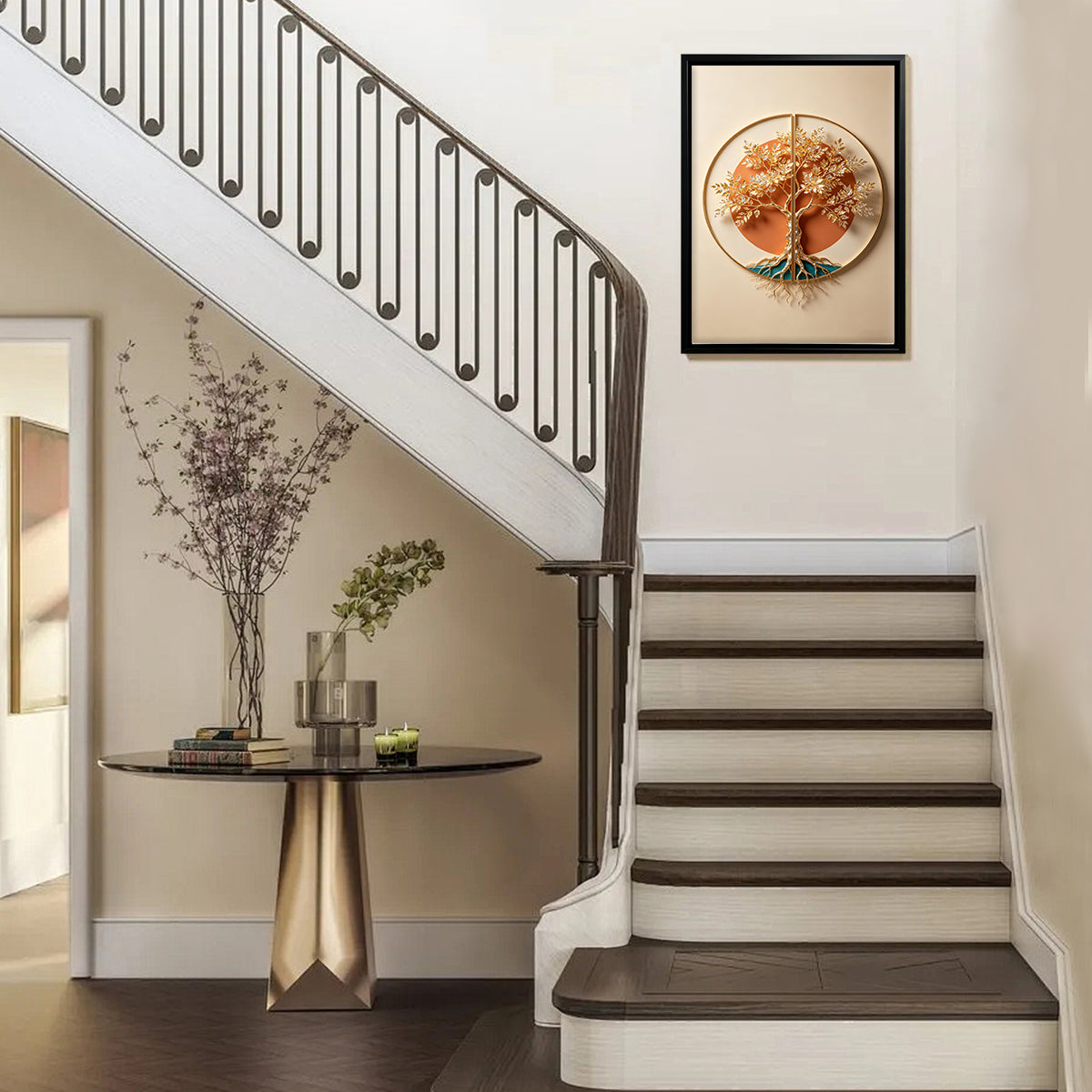 Elegant Tree of Life Wall Art Sculpture, Modern Decor with Gold Accents, Perfect for Home or Office