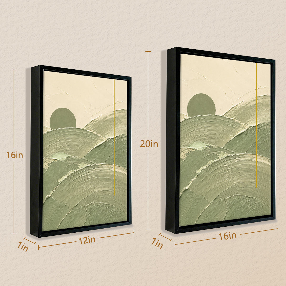 Abstract Landscape Wall Art Print in Black Frame, Modern Minimalist Design for Home Decor