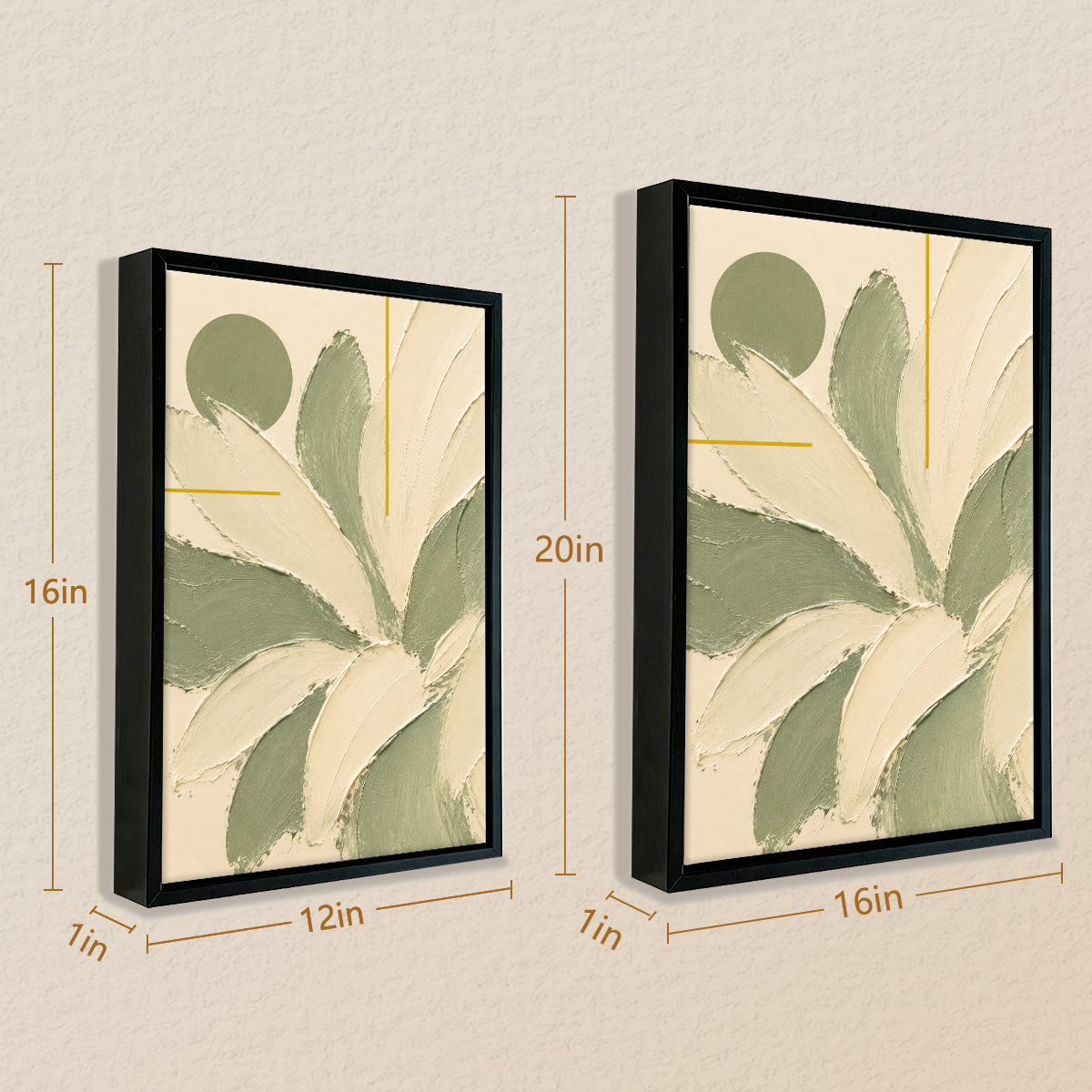 Abstract Floral Wall Art Print in Black Frame, Modern Home Decor for Living Room or Staircase