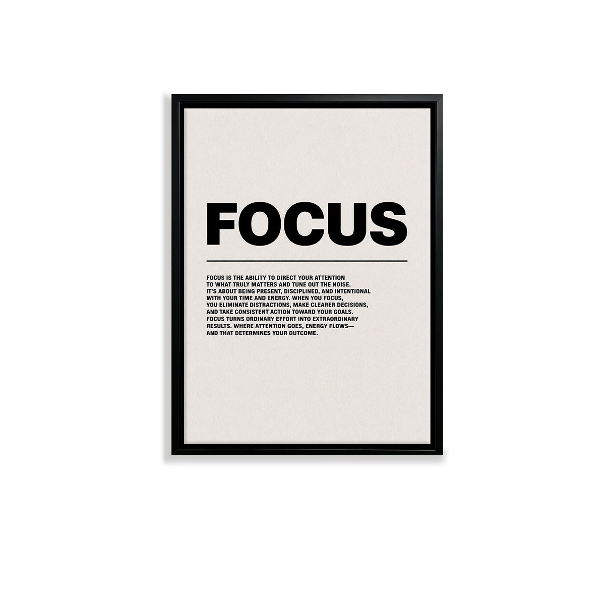 Modern Focus Motivational Art Print, Black Frame, Inspirational Home Office Decor
