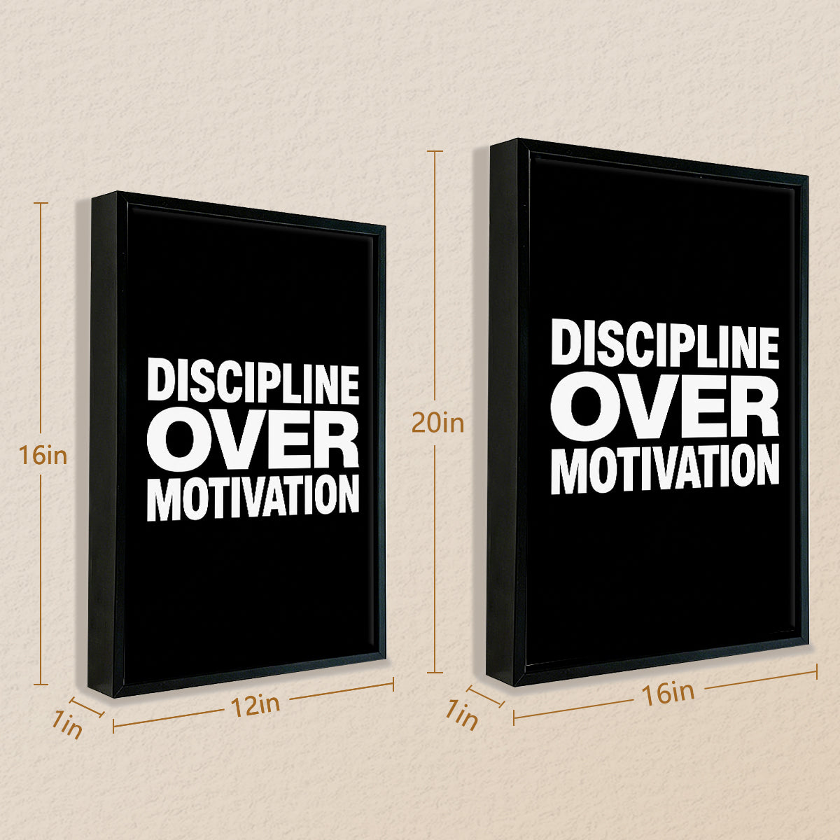 Framed Wall Art Print with 'Discipline Over Motivation' Text, Modern Black and White Design, Perfect Home Decor