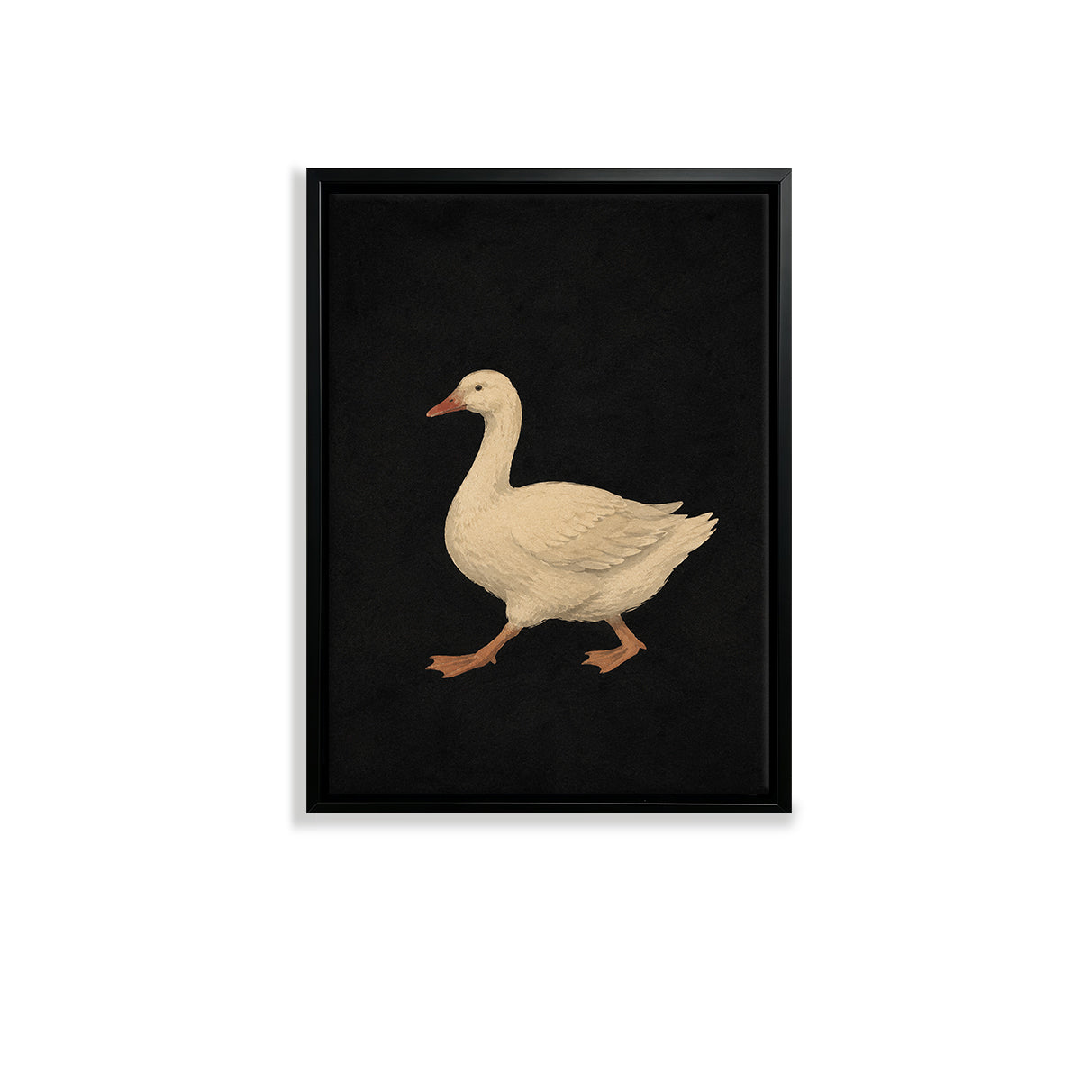 Framed Goose Art Print, Elegant Black Background Design, High-Quality Canvas, Perfect Home Decor for Any Room