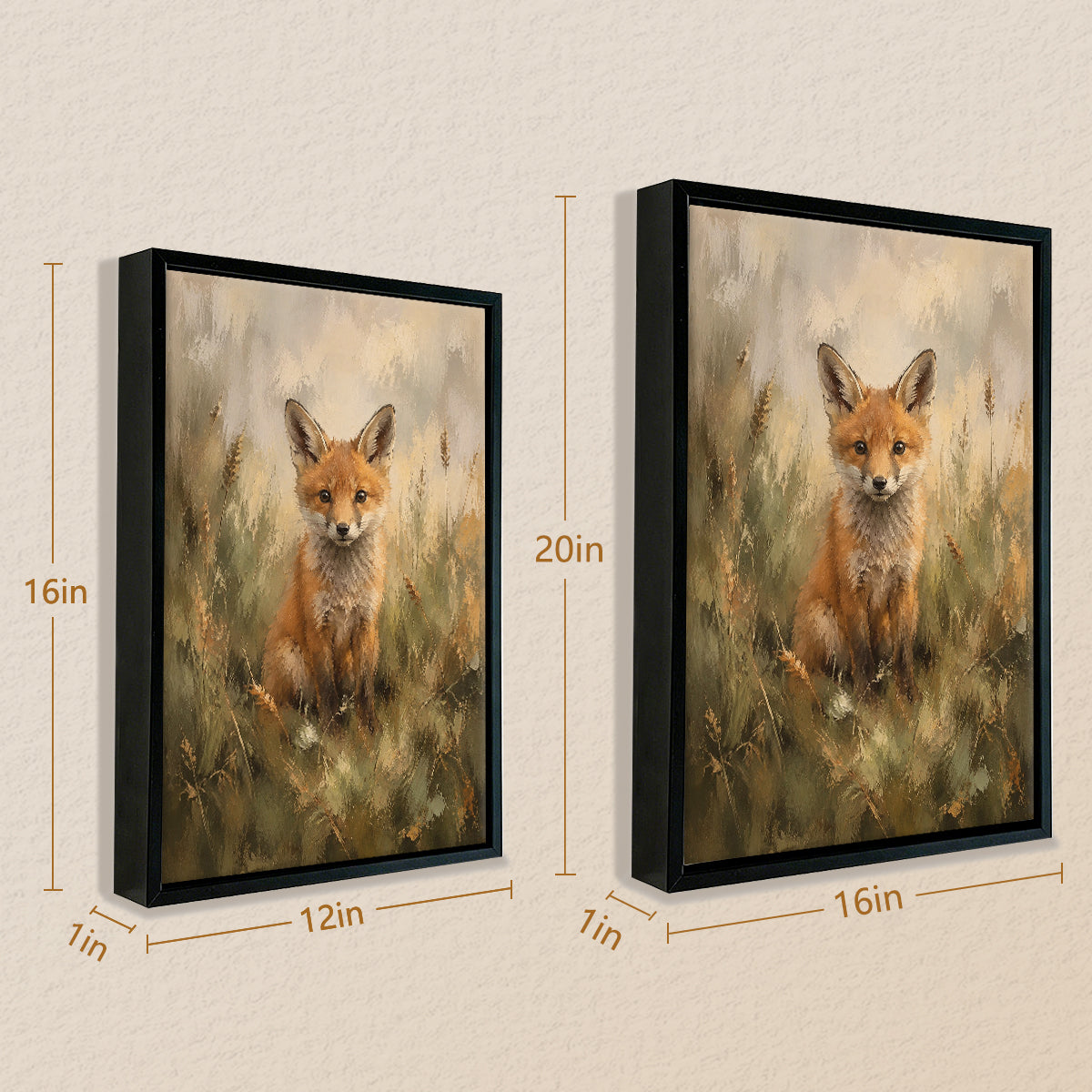 Framed Fox Art Print in Oil Style, Premium Quality Canvas, Perfect for Home Decor or Gift