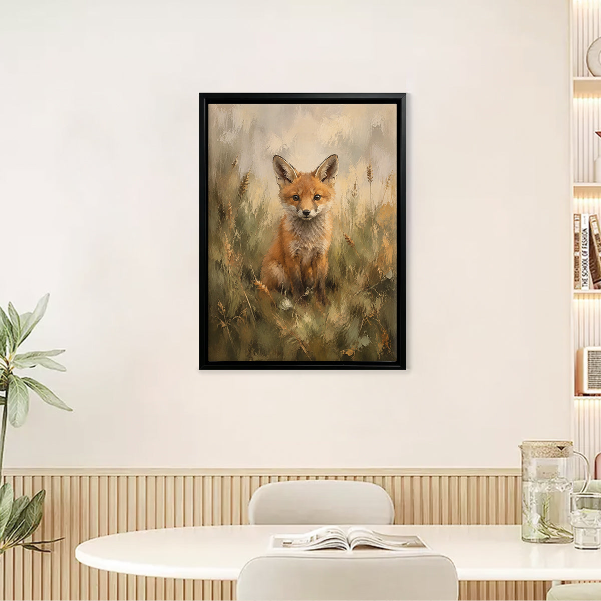 Framed Fox Art Print in Oil Style, Premium Quality Canvas, Perfect for Home Decor or Gift