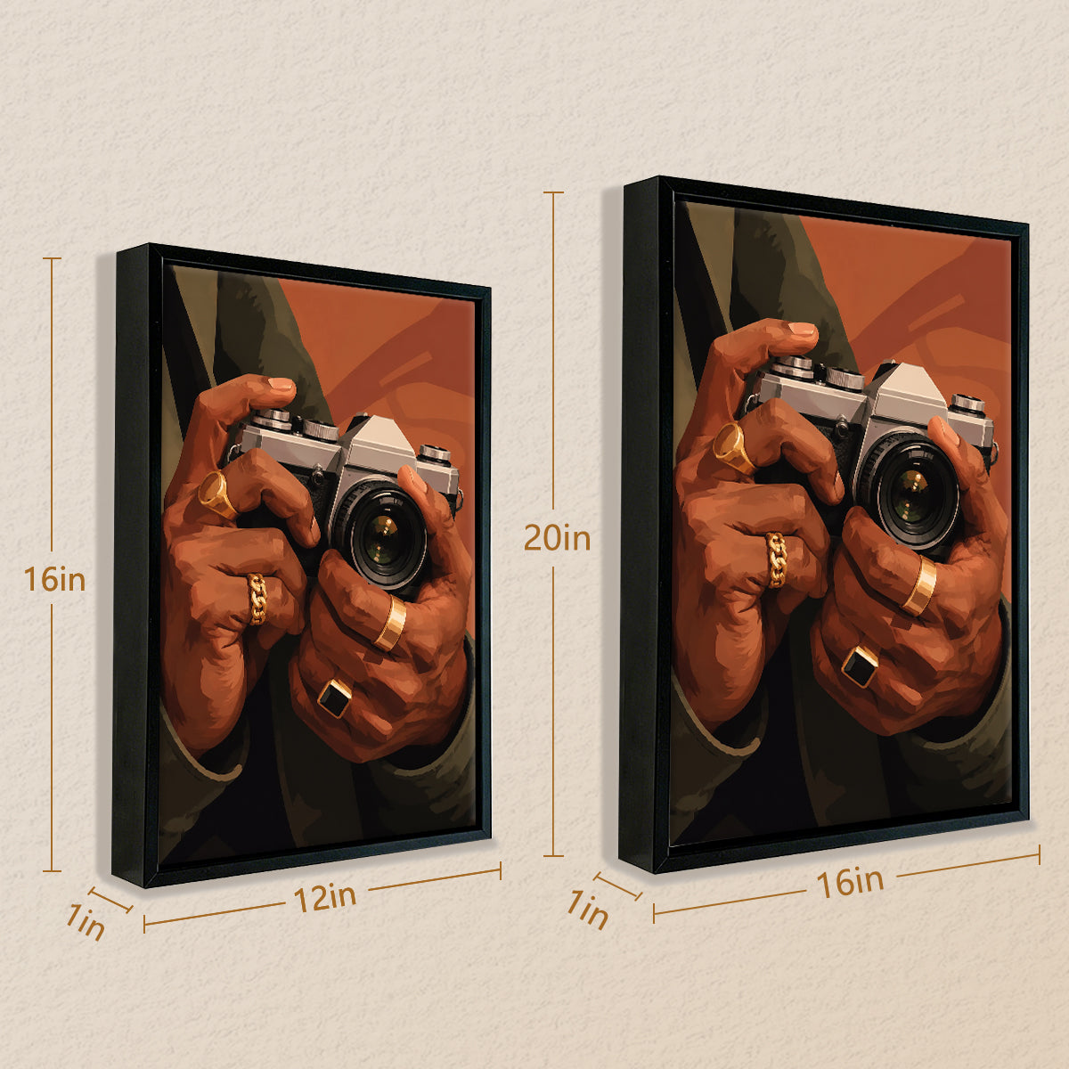 Framed Art Print of Hands Holding a Vintage Camera, Modern Style, High-Quality Matte Finish, Perfect Home Decor for Any Room
