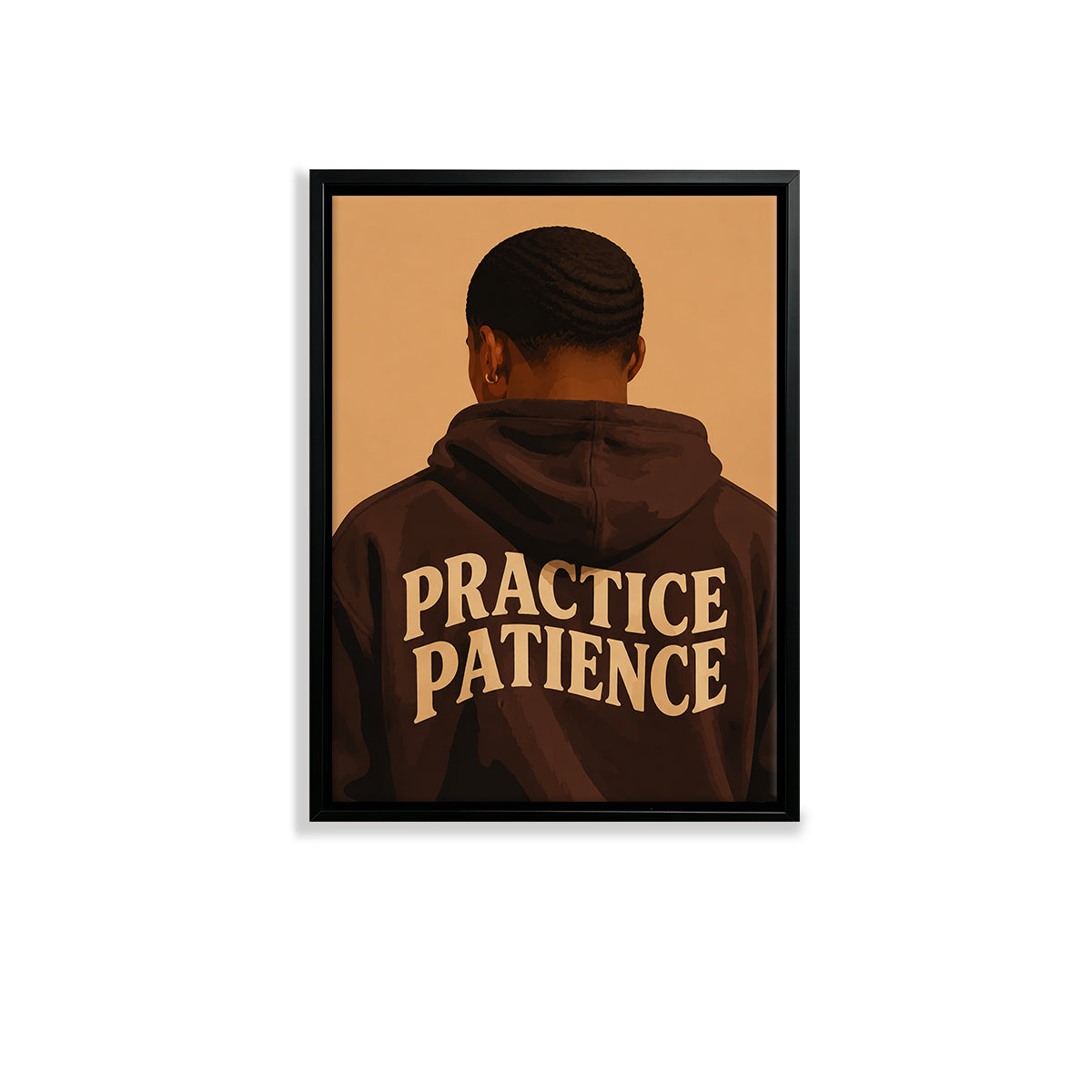 Framed Art Print 'Practice Patience' Motivational Wall Decor for Home Office