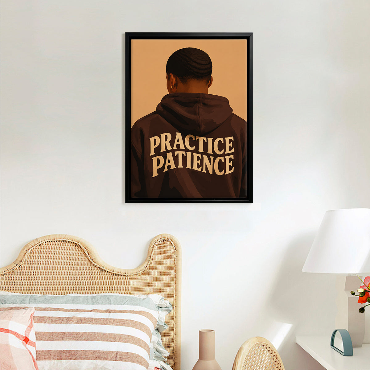 Framed Art Print 'Practice Patience' Motivational Wall Decor for Home Office