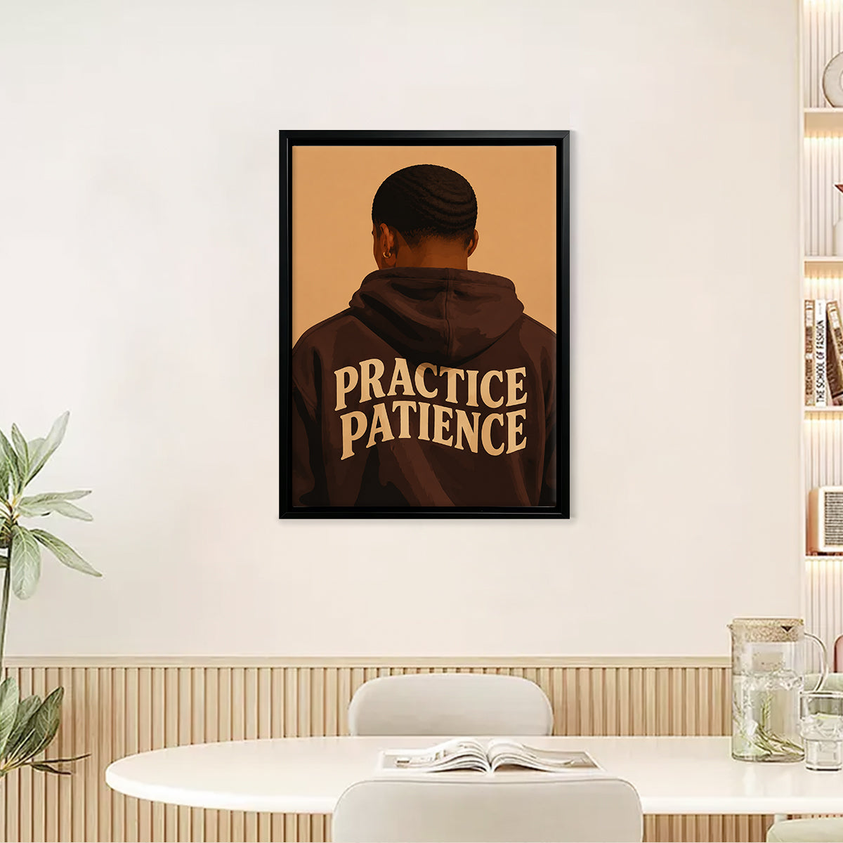 Framed Art Print 'Practice Patience' Motivational Wall Decor for Home Office