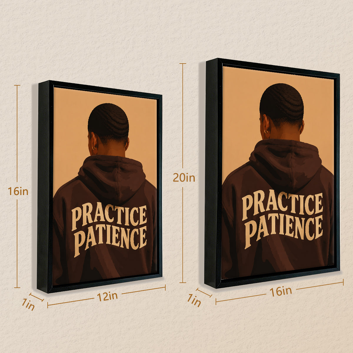Framed Art Print 'Practice Patience' Motivational Wall Decor for Home Office