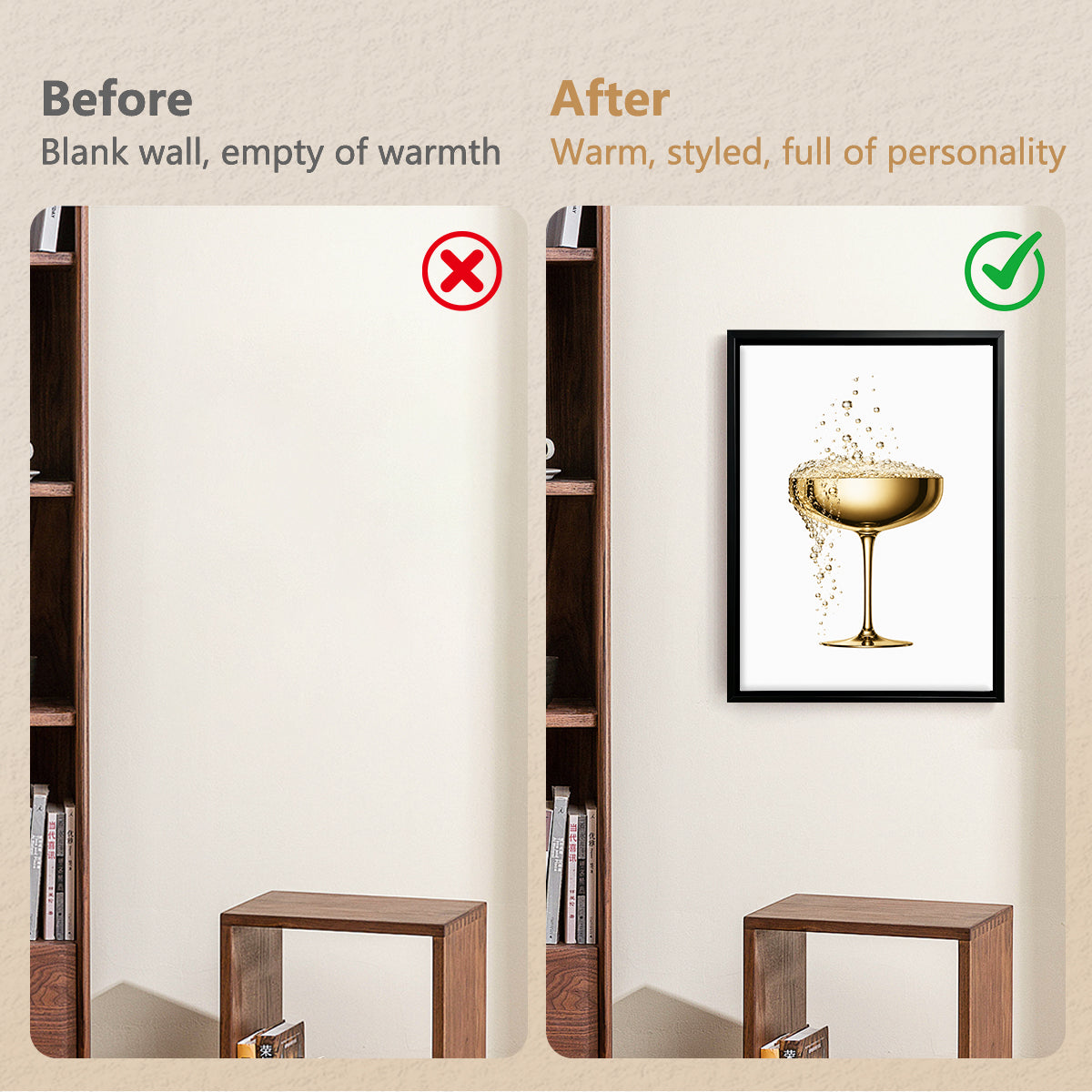 Modern Golden Champagne Glass Art Print, Elegant Design for Home Decor, Perfect Gift for Any Occasion