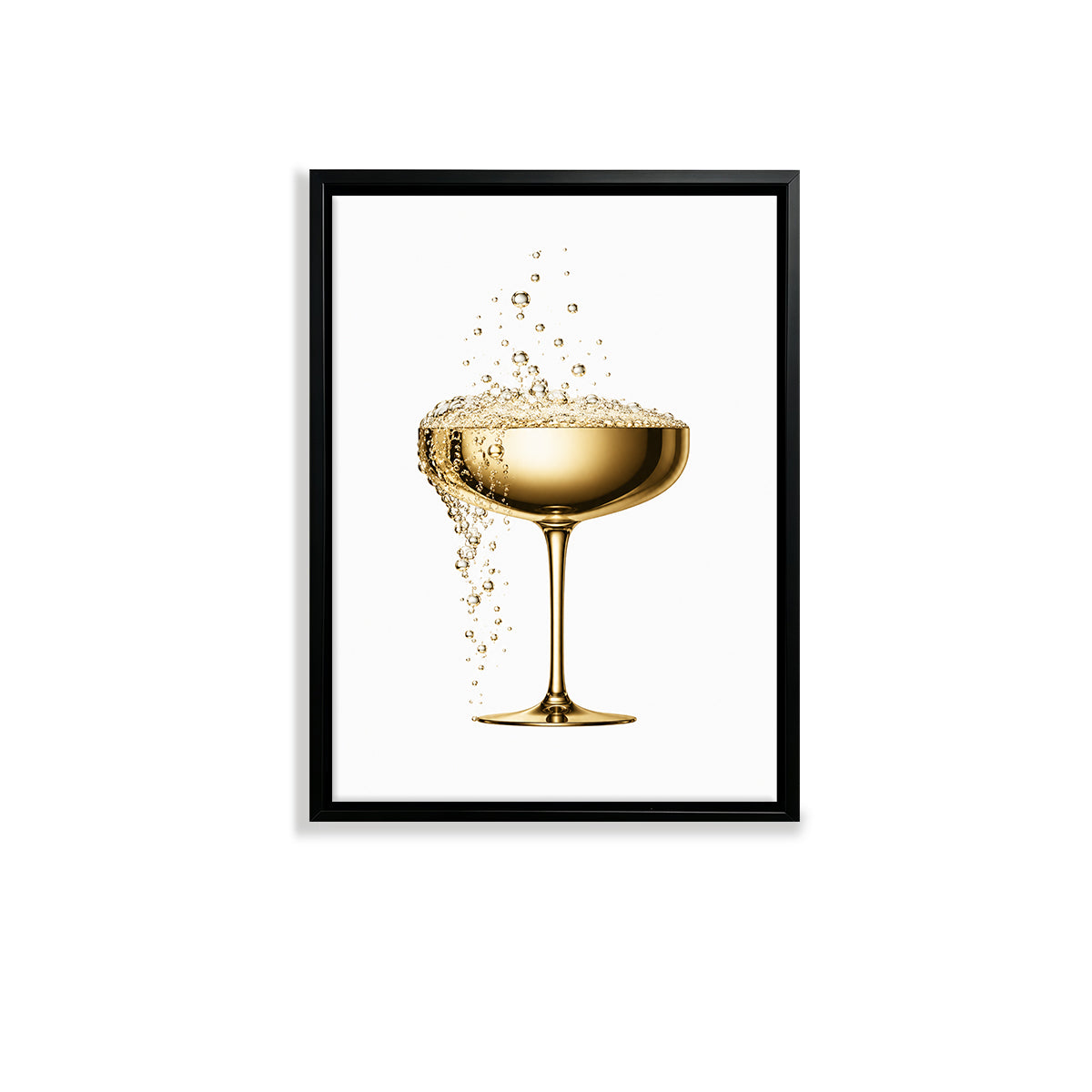 Modern Golden Champagne Glass Art Print, Elegant Design for Home Decor, Perfect Gift for Any Occasion