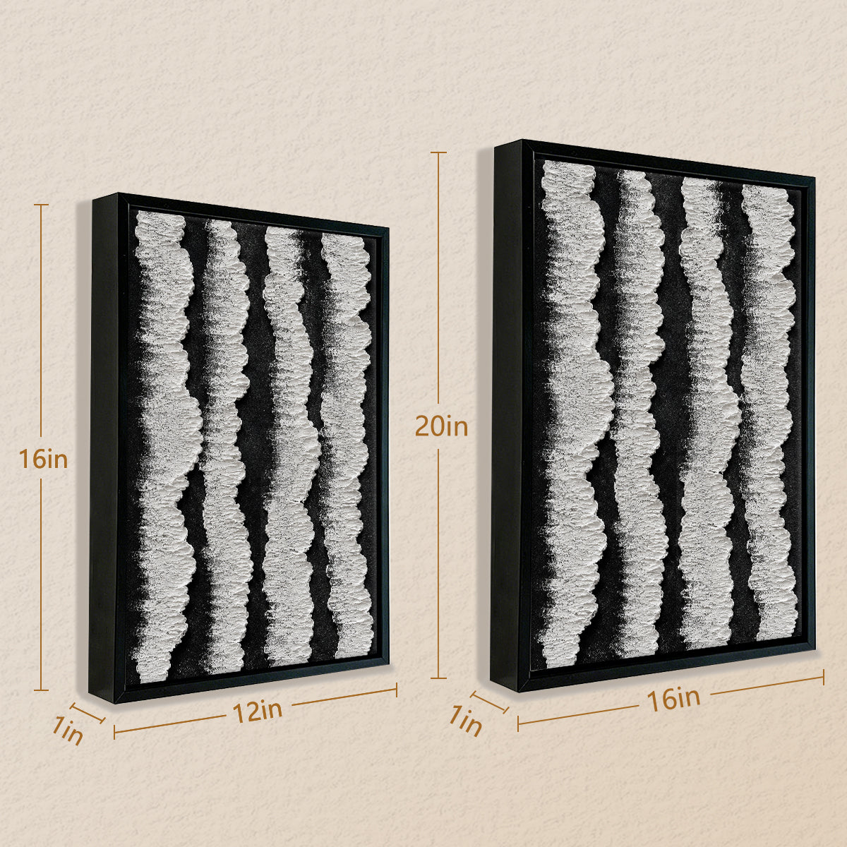 Abstract Black and White Stripes Framed Art Print, Modern Home Decor, High-Quality Canvas, Perfect for Living Room or Office