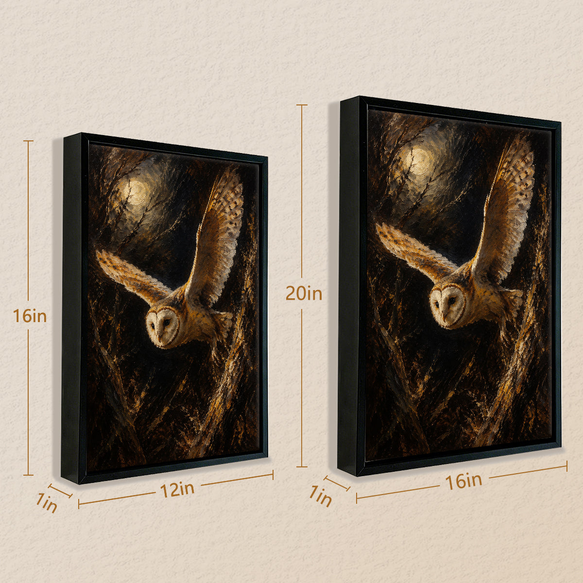 Framed Barn Owl Art Print, Realistic Wildlife Painting, High-Quality Canvas, Perfect Home Decor for Living Room or Bedroom