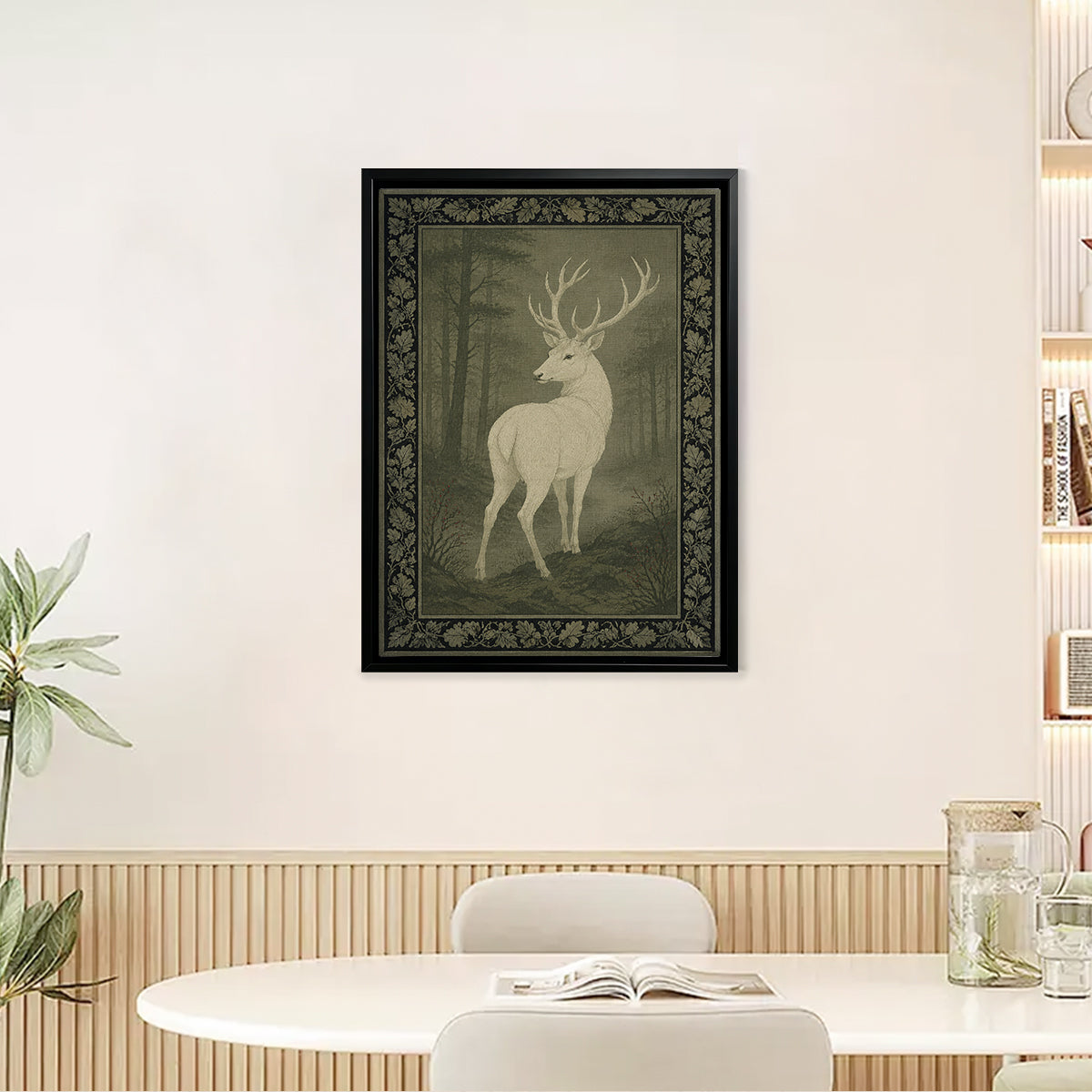 Framed Stag Print, Vintage Forest Scene, Elegant Wall Art for Home Decor, Perfect Gift