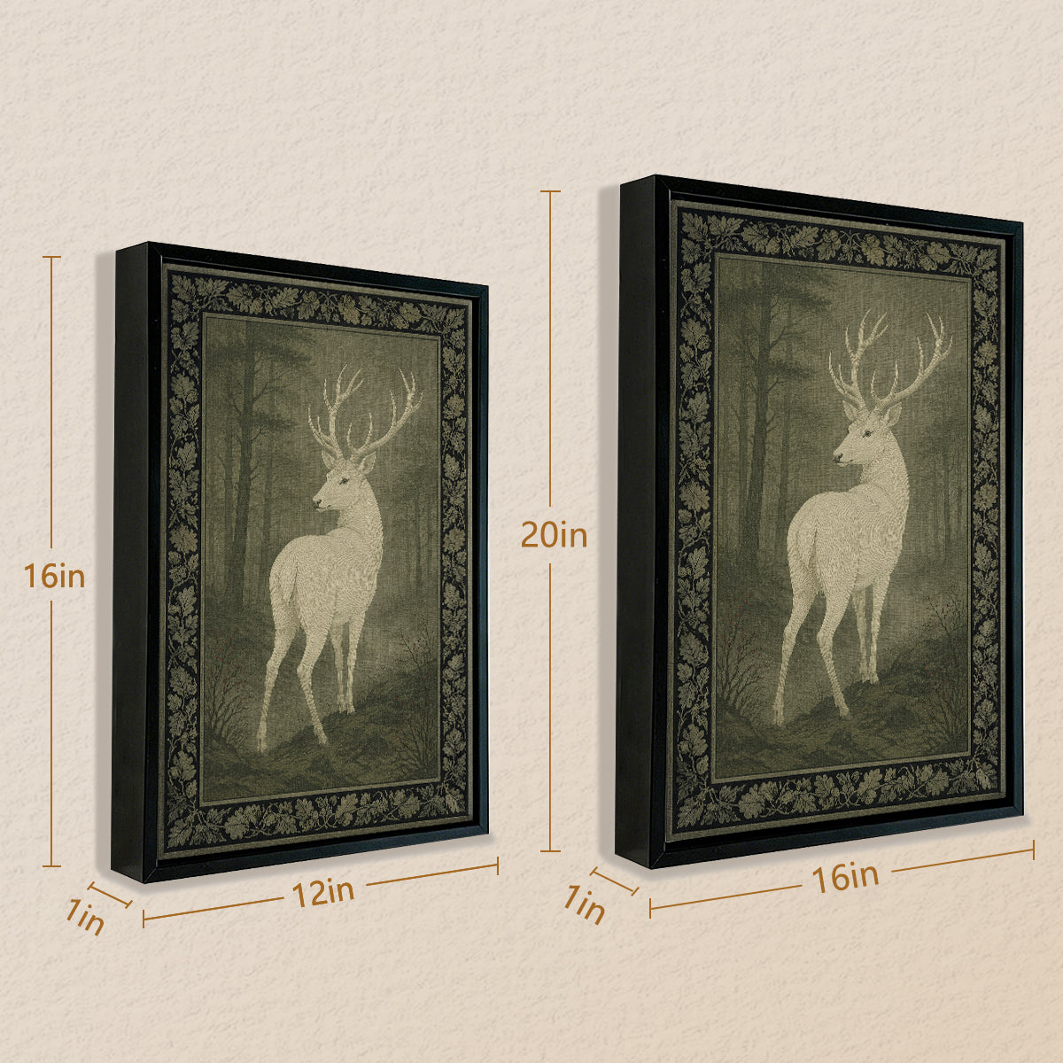 Framed Stag Print, Vintage Forest Scene, Elegant Wall Art for Home Decor, Perfect Gift