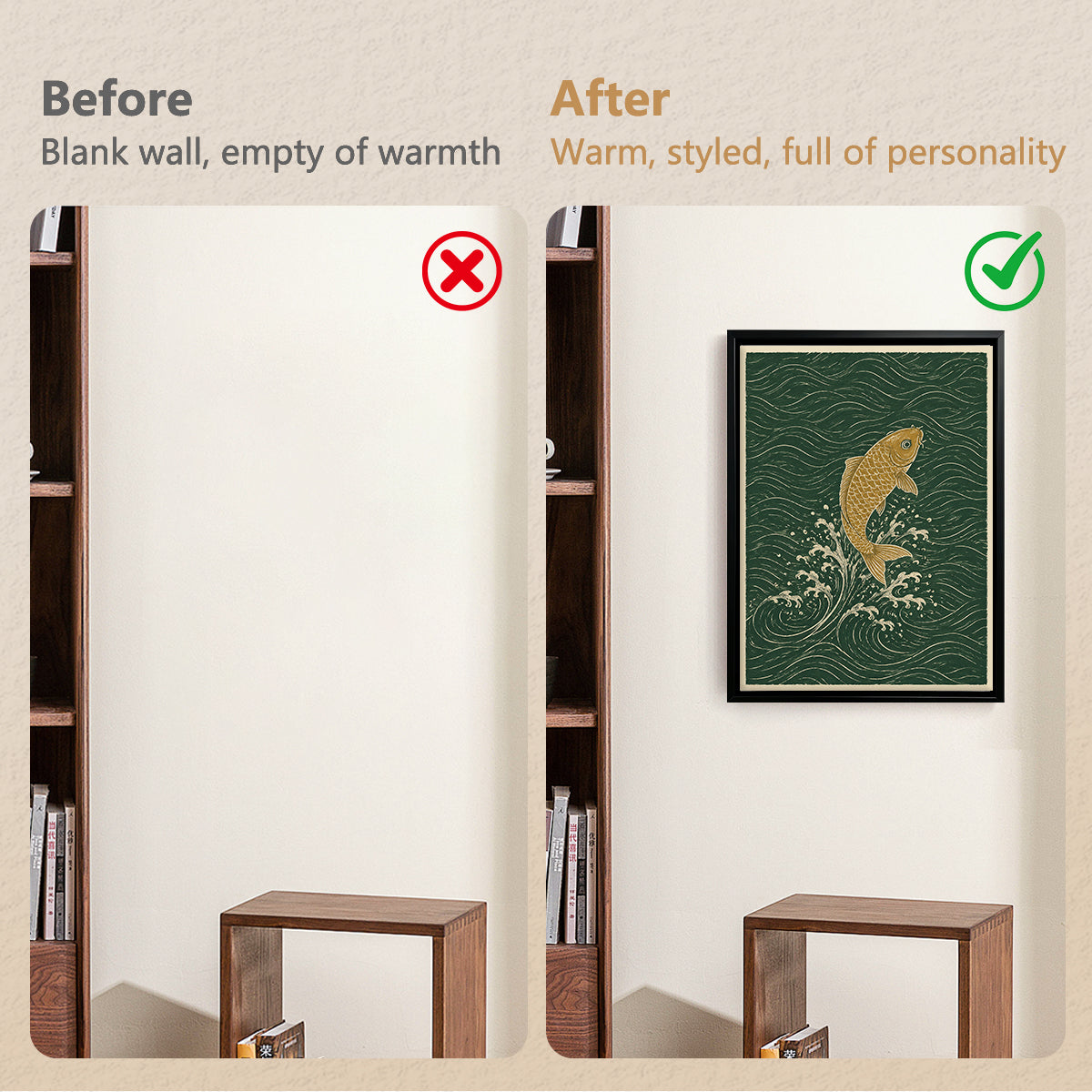 Framed Koi Fish Art Print, Japanese Style, Premium Quality, Perfect for Home Decor in Any Room
