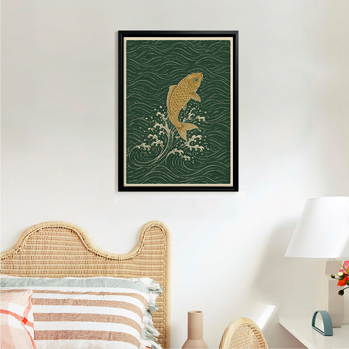 Framed Koi Fish Art Print, Japanese Style, Premium Quality, Perfect for Home Decor in Any Room