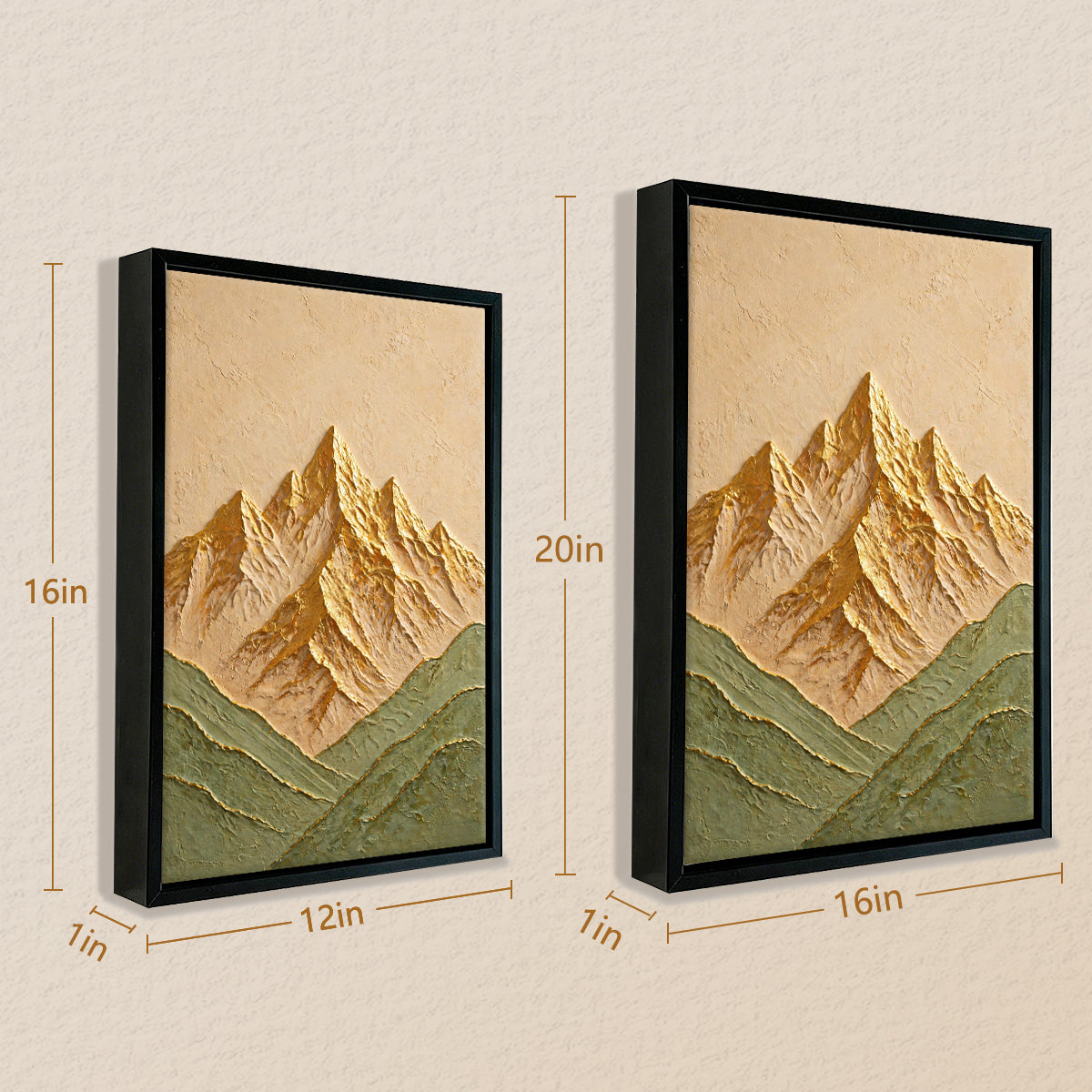 Framed Mountain Landscape Art Print, Modern Abstract Design, High-Quality Canvas, Perfect for Home Decor in California