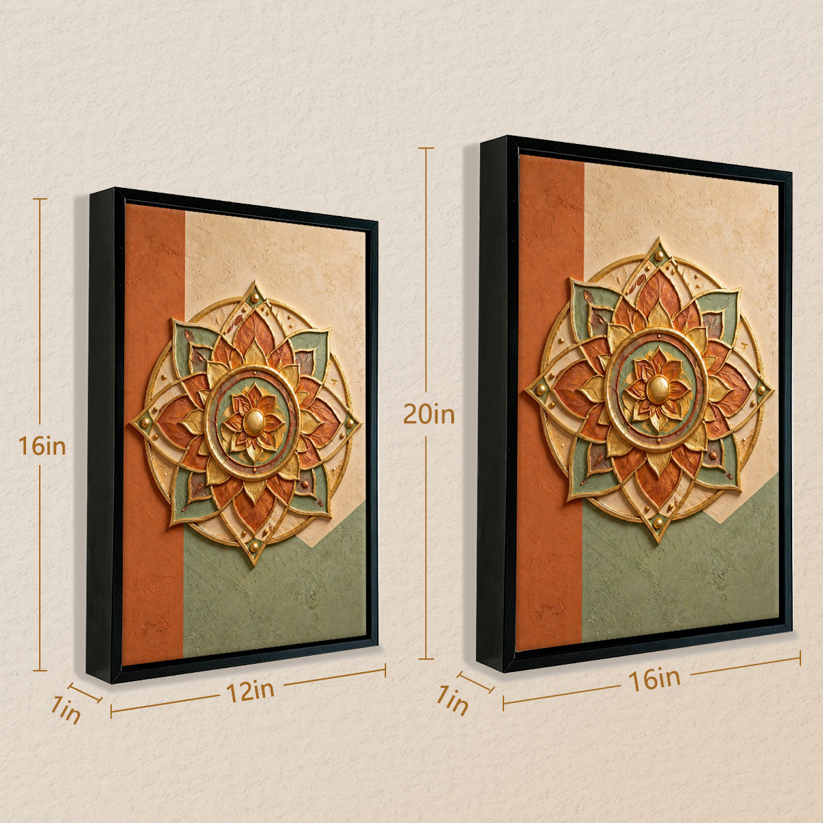 Framed Lotus Mandala Art Print, Vintage Ethnic Design, High-Quality Giclee Print, Perfect for Home Decor in California
