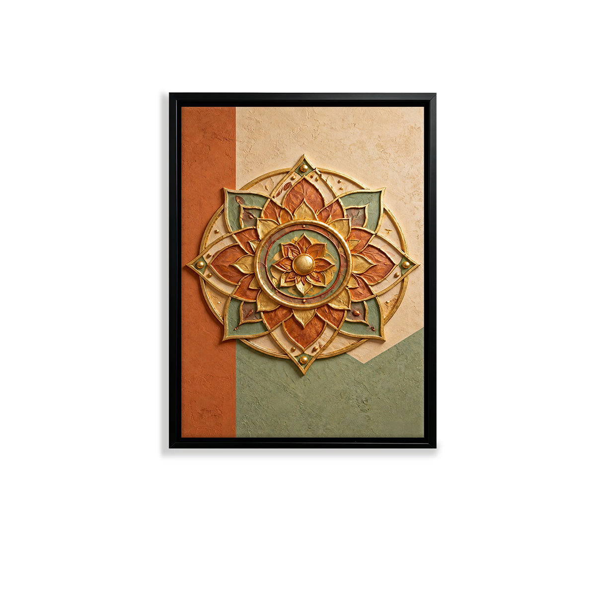 Framed Lotus Mandala Art Print, Vintage Ethnic Design, High-Quality Giclee Print, Perfect for Home Decor in California