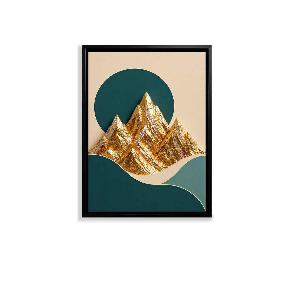 Abstract Golden Mountain Wall Art Print, Modern Nordic Style, Framed Canvas for Living Room or Office Decor