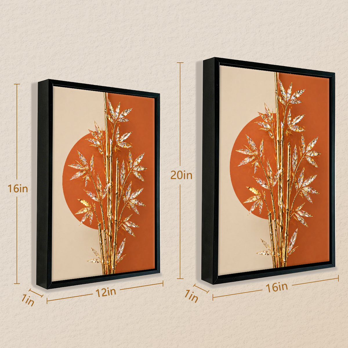 Modern Golden Bamboo Wall Art Print, Abstract Design, High-Quality Matte Finish, Perfect for Home Decor in California