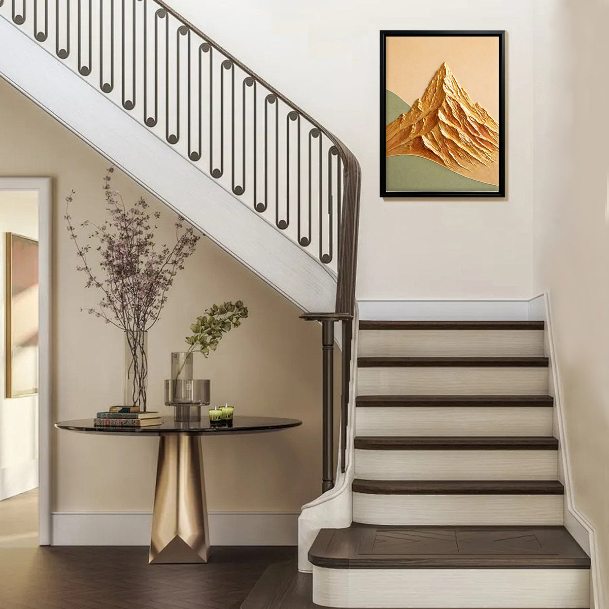 Abstract Mountain Wall Art Print in Black Frame, Modern Home Decor for Living Room or Office