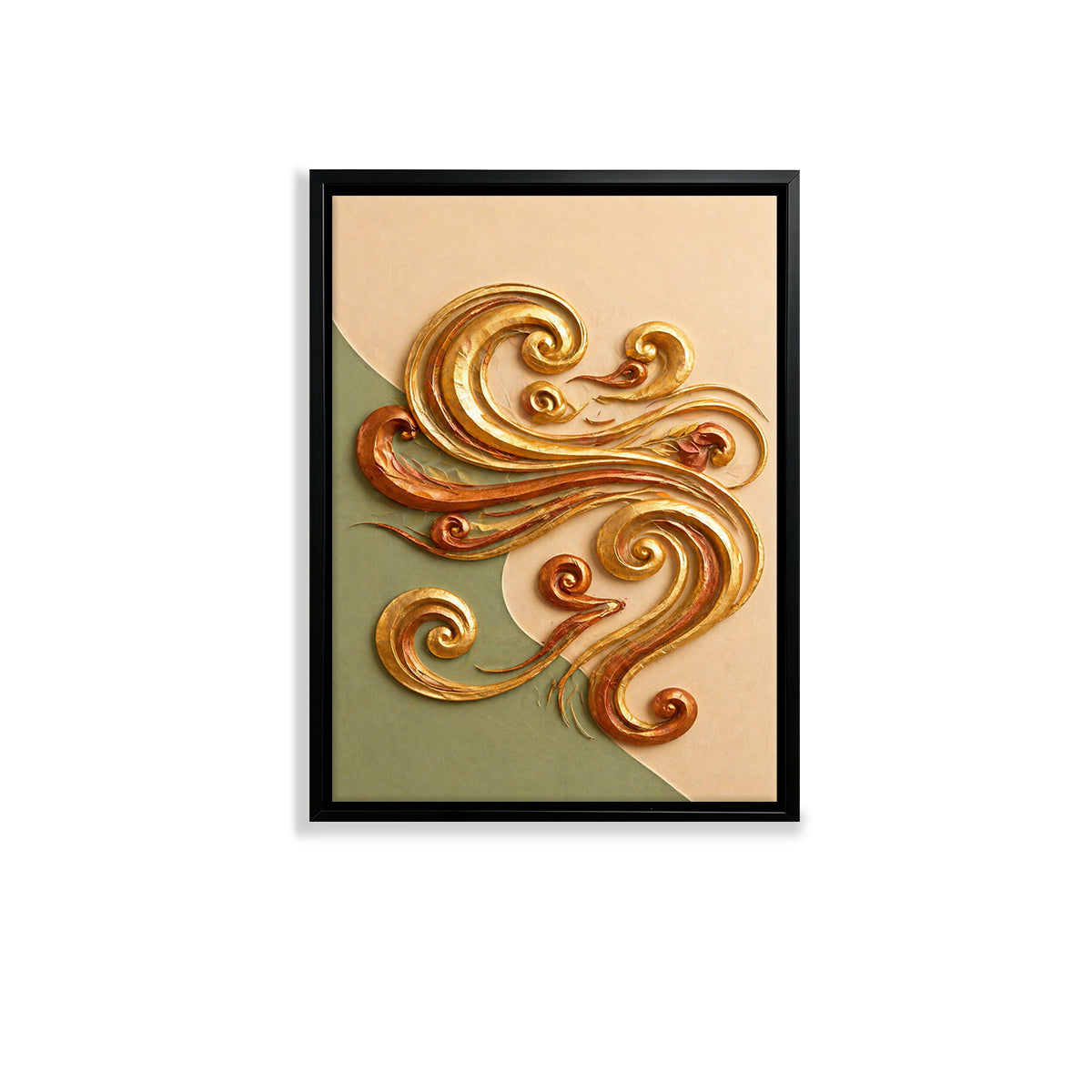 Abstract Golden Waves Framed Art Print, Modern Home Decor, High-Quality Matte Finish, Perfect for Living Room or Office