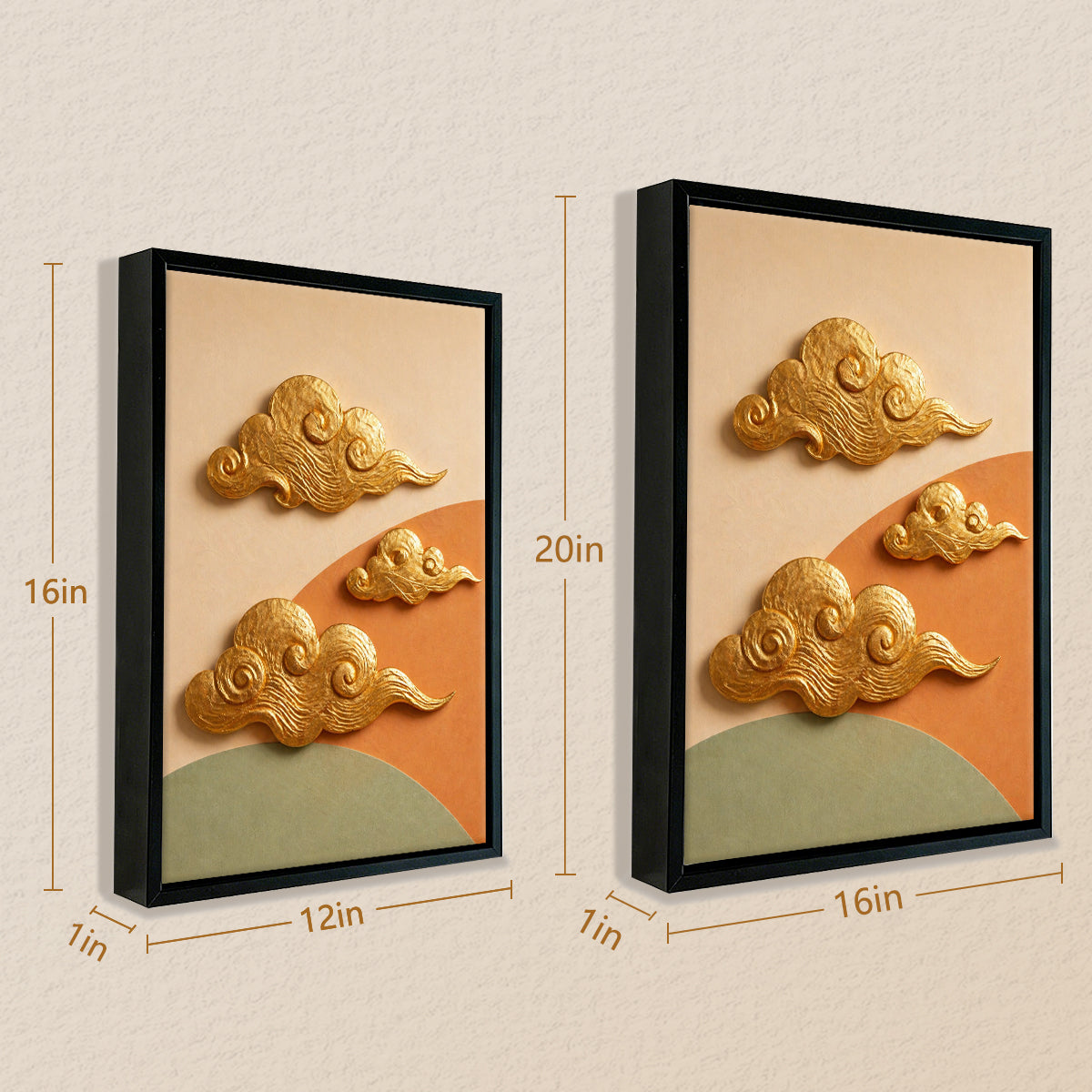 Modern Cloud Wall Art Sculpture, Gold Accents, Elegant Home Decor for Living Room or Bedroom