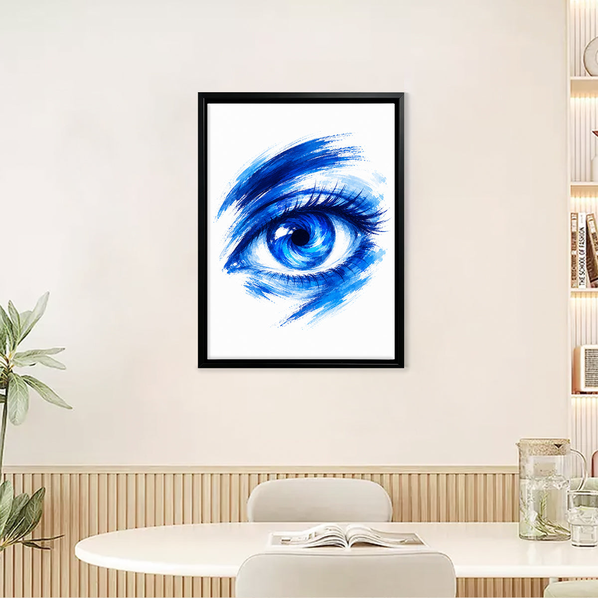 Framed Blue Eye Art Print Modern Abstract Canvas Painting Home Decor for Living Room or Bedroom