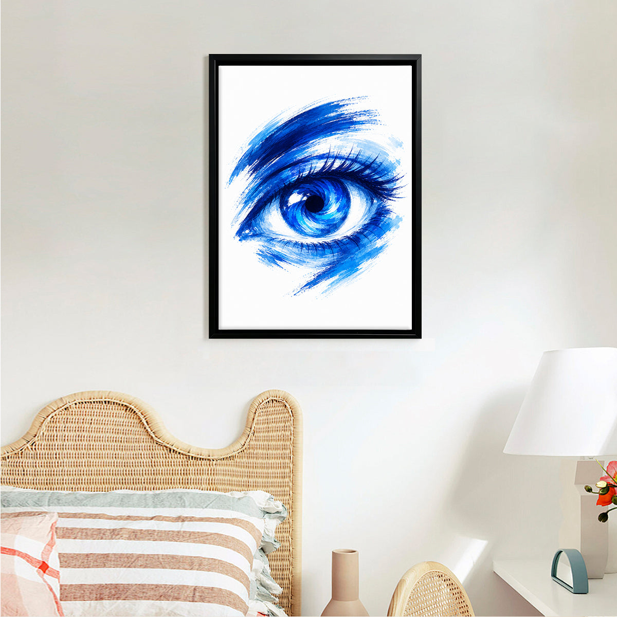 Framed Blue Eye Art Print Modern Abstract Canvas Painting Home Decor for Living Room or Bedroom