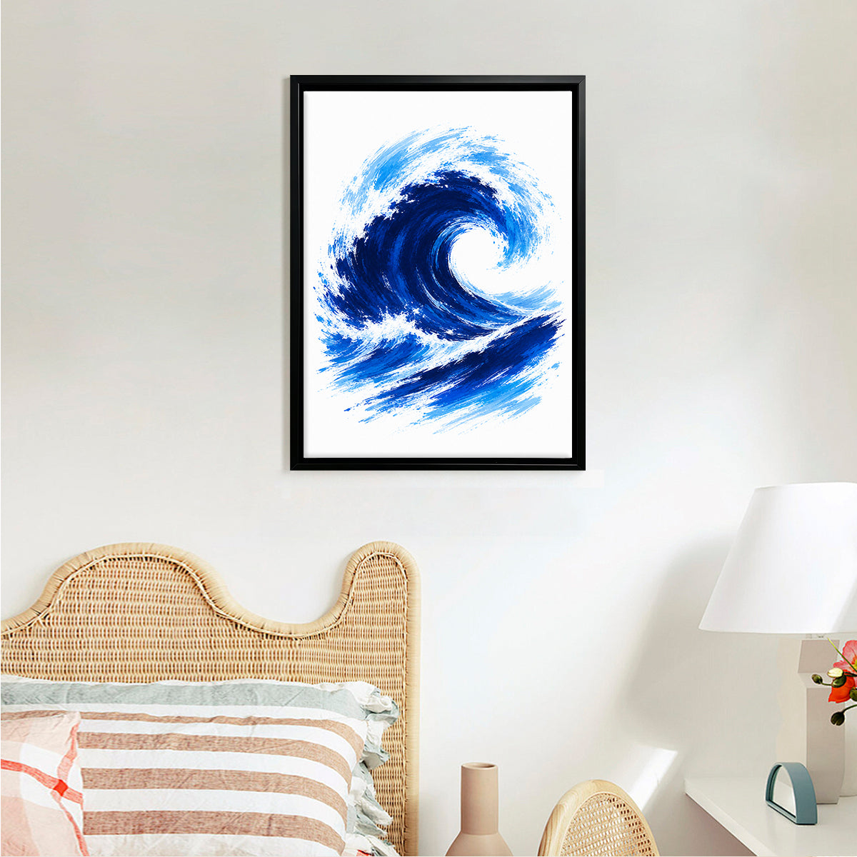 Framed Ocean Wave Art Print, Abstract Coastal Design, High-Quality Matte Finish, Perfect Home Decor for Living Room or Bedroom
