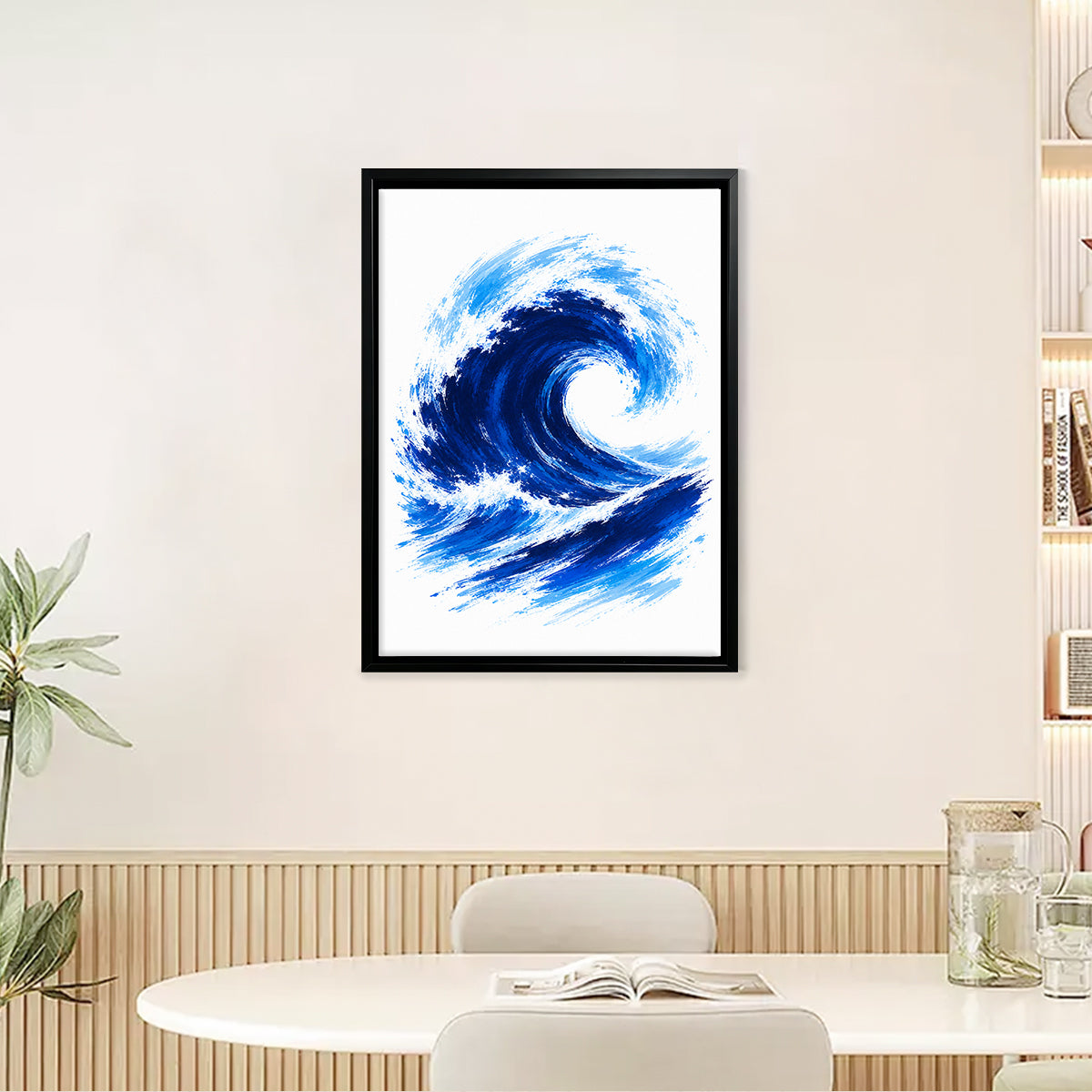 Framed Ocean Wave Art Print, Abstract Coastal Design, High-Quality Matte Finish, Perfect Home Decor for Living Room or Bedroom