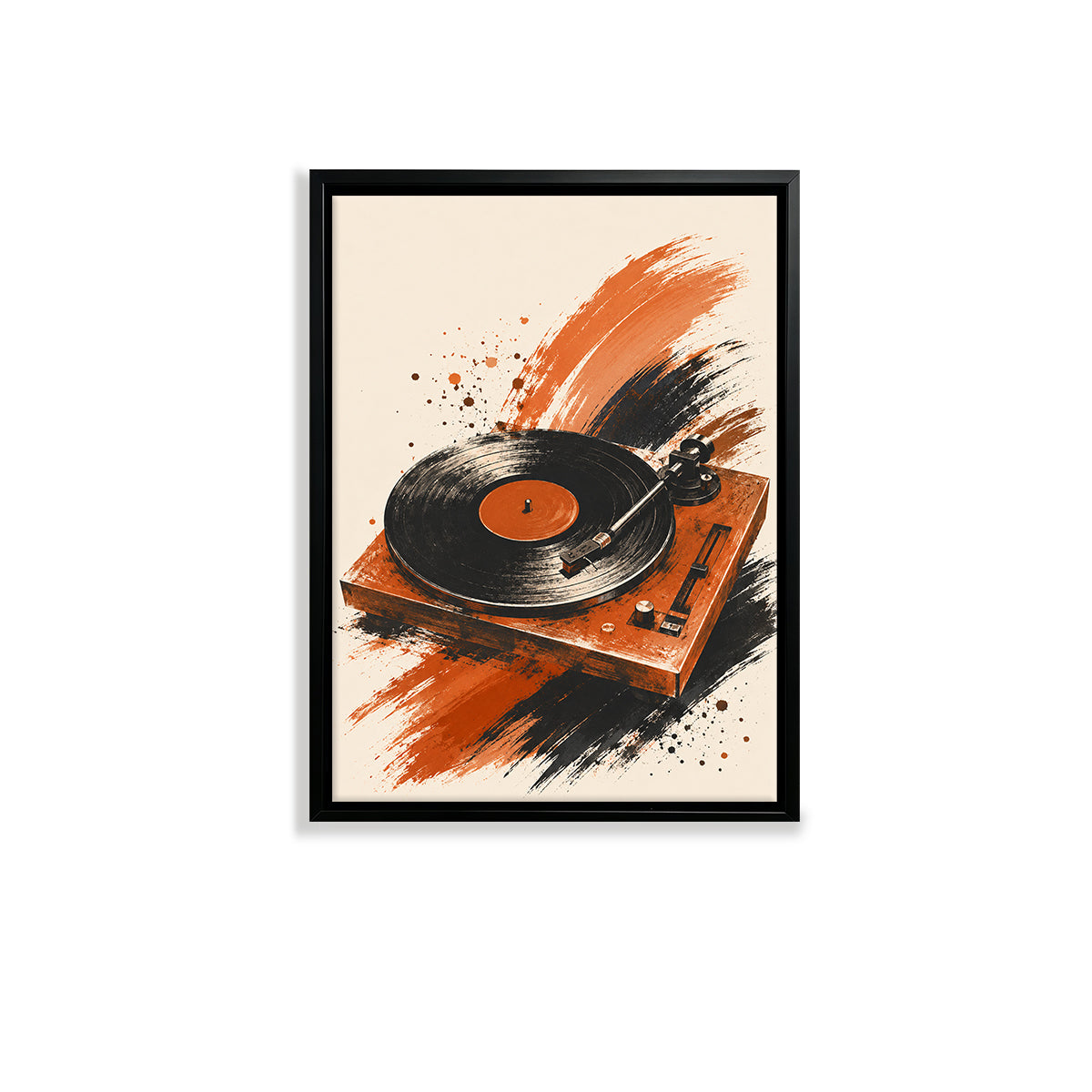 Framed Vinyl Record Player Art Print, Retro Style, High-Quality Giclee, Perfect for Home Decor in Any Room