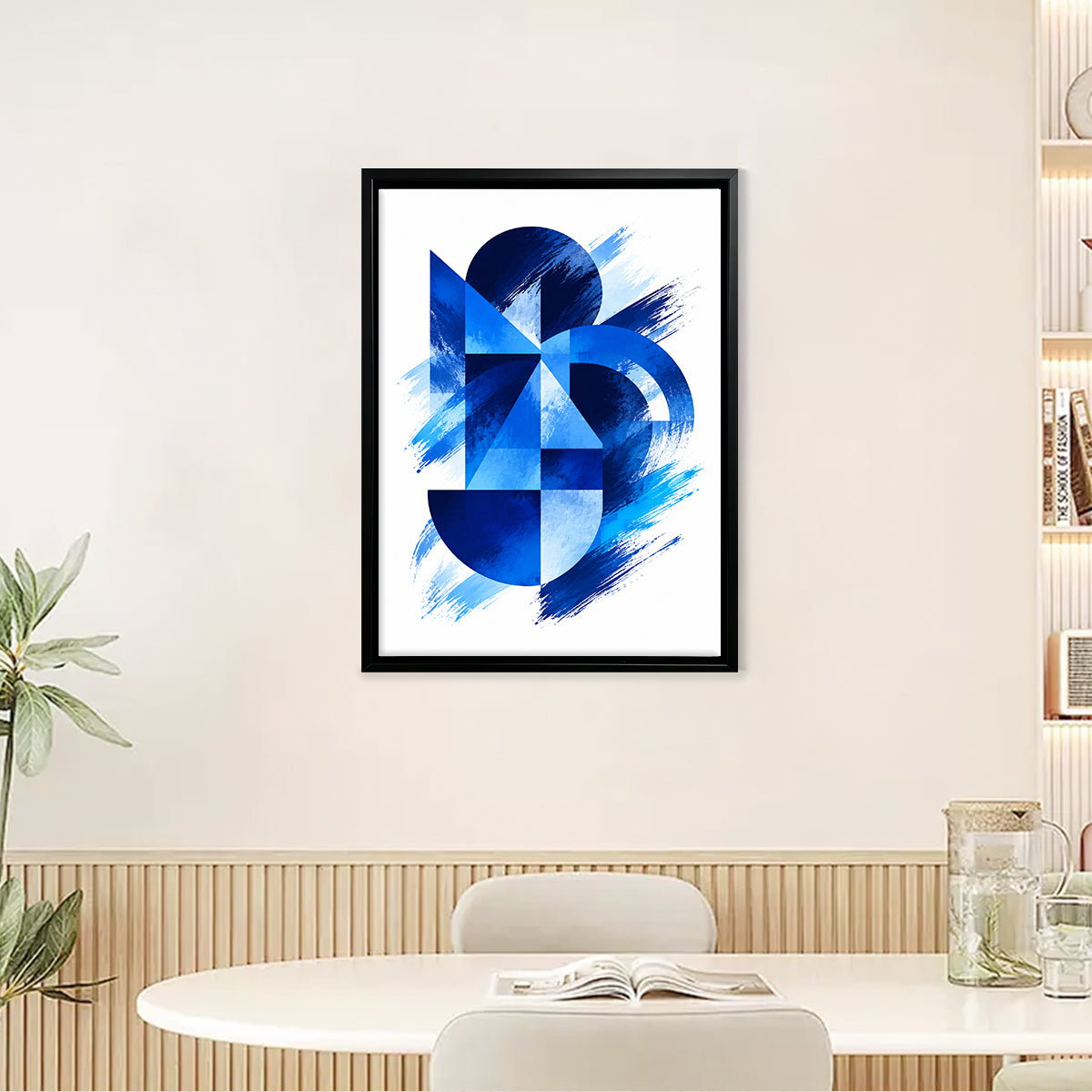 Abstract Blue几何图案艺术画框, 现代简约风格, 高清印刷材质, 家居装饰/送礼佳品