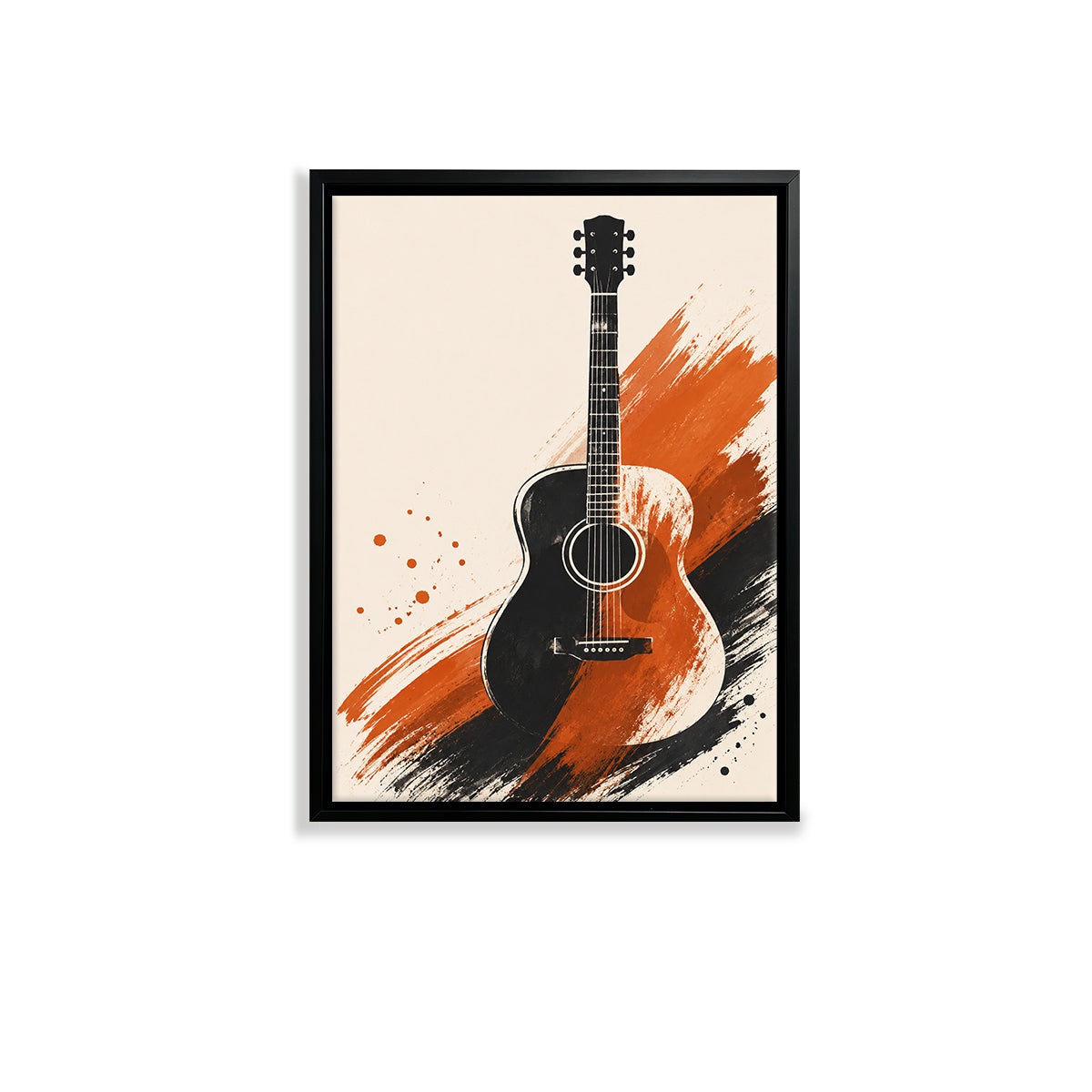 Framed Acoustic Guitar Art Print, Modern Abstract Design, High-Quality Matte Finish, Perfect Home Decor for Any Room
