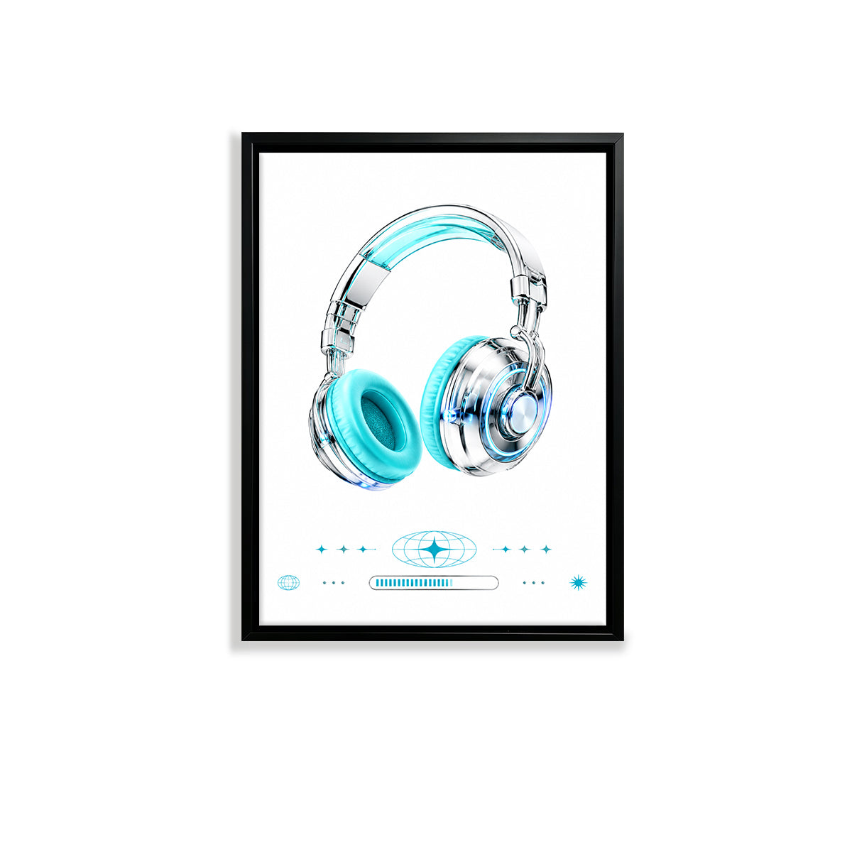 Modern Blue Headphones Art Print, Stylish Wall Decor for Music Lovers, Perfect Home or Office Gift