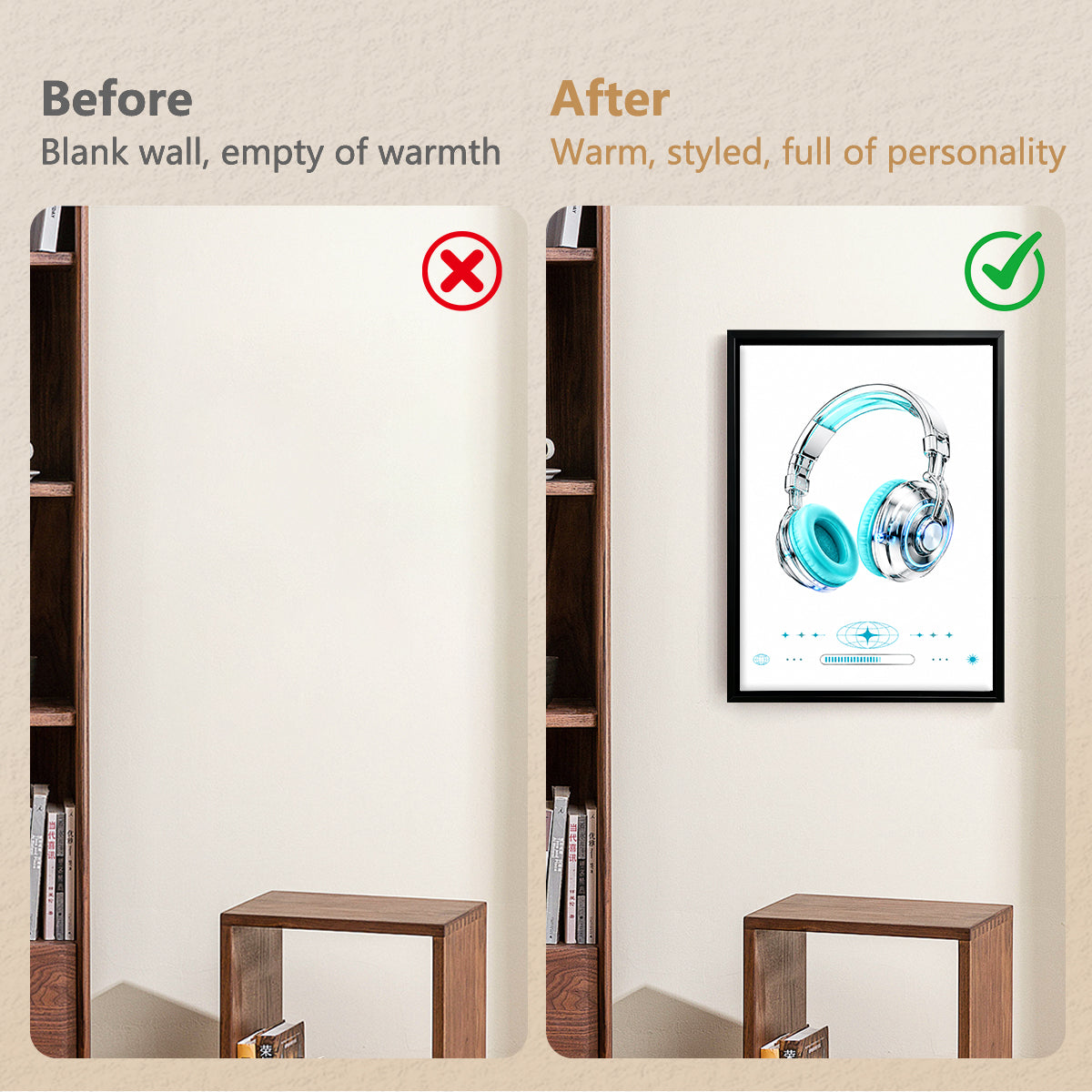 Modern Blue Headphones Art Print, Stylish Wall Decor for Music Lovers, Perfect Home or Office Gift