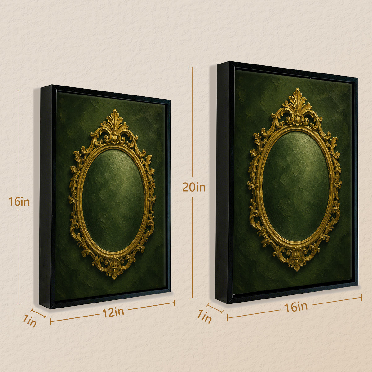 Ornate Gold Frame Mirror Painting, Vintage Style, Wall Art for Home Decor, Elegant Gift