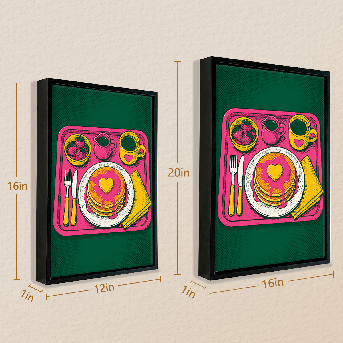 Framed Pop Art Breakfast Tray Canvas Print, Vibrant Colors, High-Quality Artwork, Perfect for Home Decor