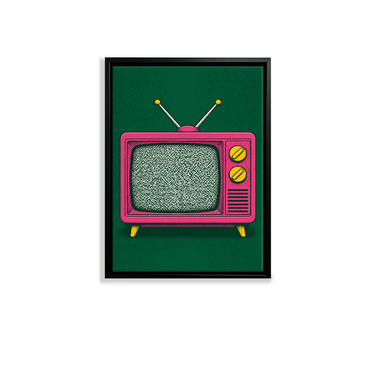 Vintage Pink TV Art Print, Pop Art Style, Framed Wall Decor for Living Room or Bedroom