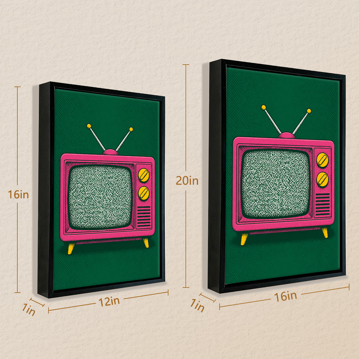 Vintage Pink TV Art Print, Pop Art Style, Framed Wall Decor for Living Room or Bedroom