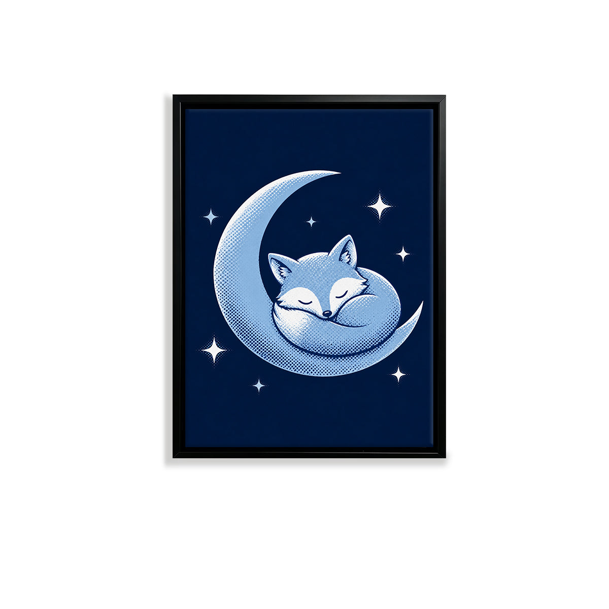 Framed Moon Fox Art Print, Blue Night Sky Design, Perfect Home Decor for Any Room