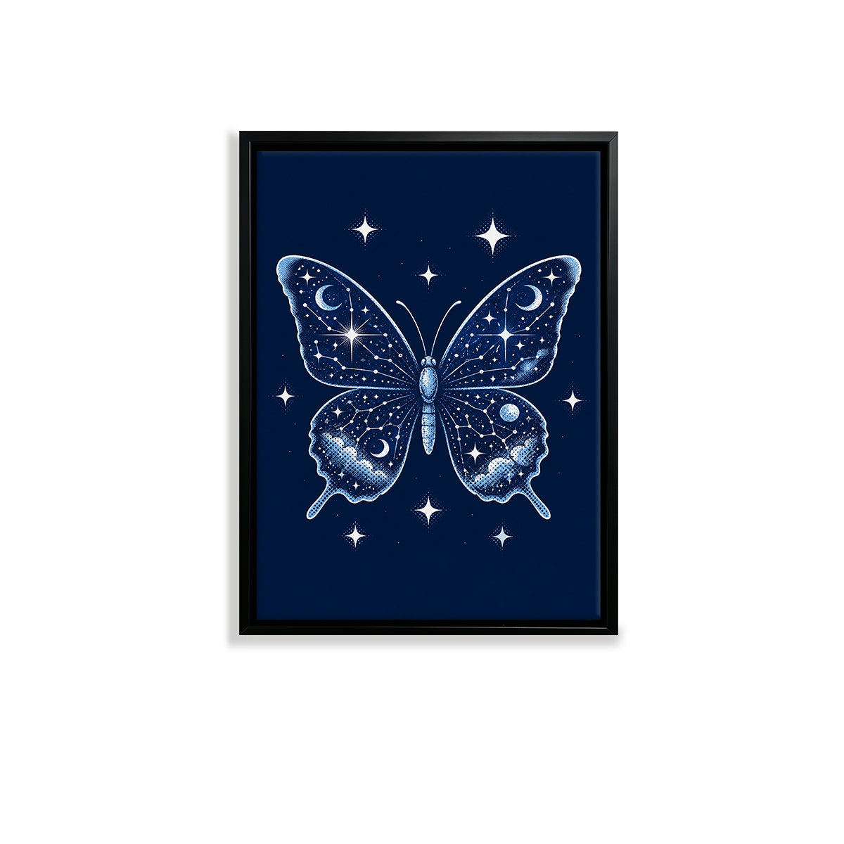 Framed Night Sky Butterfly Art Print, Celestial Design, High-Quality Matte Finish, Perfect for Home Decor in Any Room